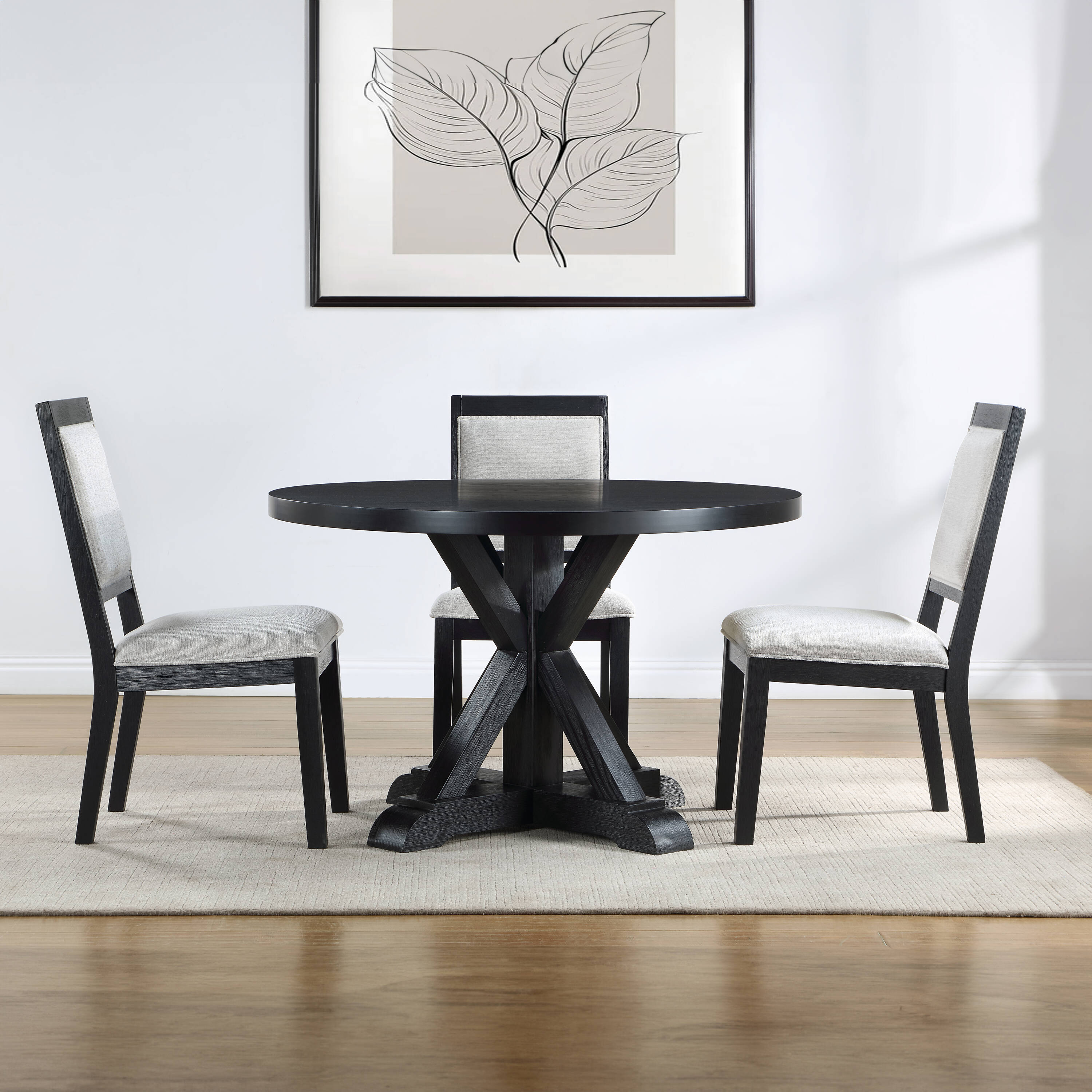 Steve Silver MY4848-D5PC-K Black Casual Dining Room Set with Round Table ( Seats 4 )