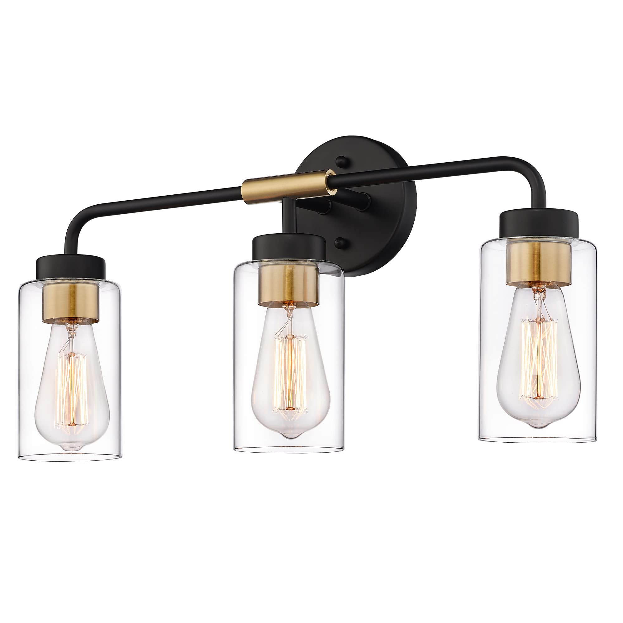 LTMATE LSZS62B-3W BK+BG JAZAVA 21.3-in 3 -Light Matte Black Industrial Vanity light