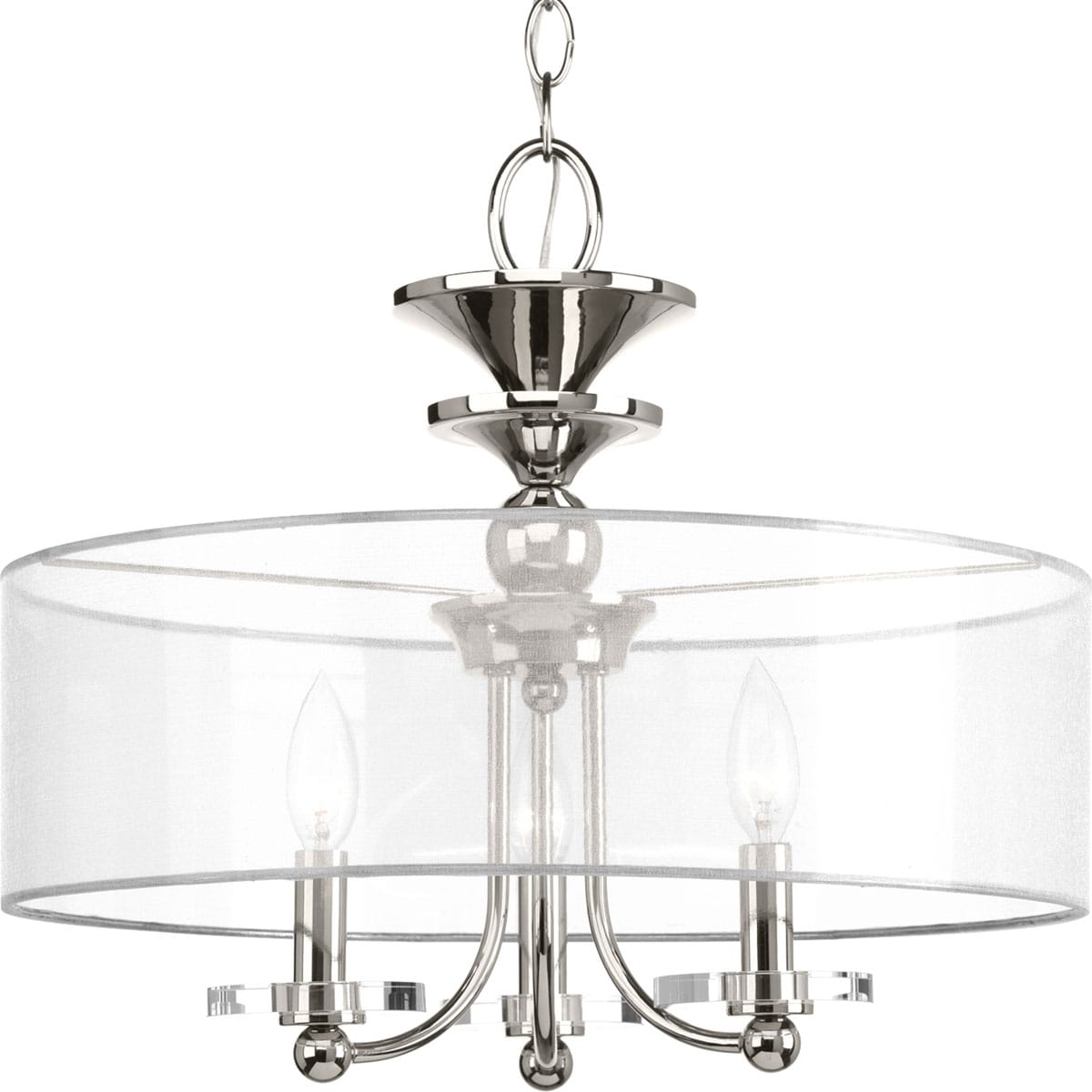 Progress Lighting P350029-104 Marche 3 -Light 18-in Polished Nickel Semi Flush Mount Light