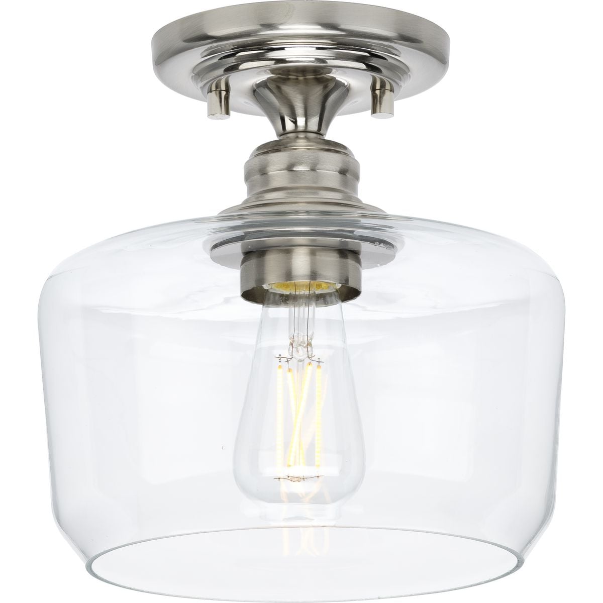 Aiken Brushed Nickel 9" Flush Mount with Clear Glass Shade