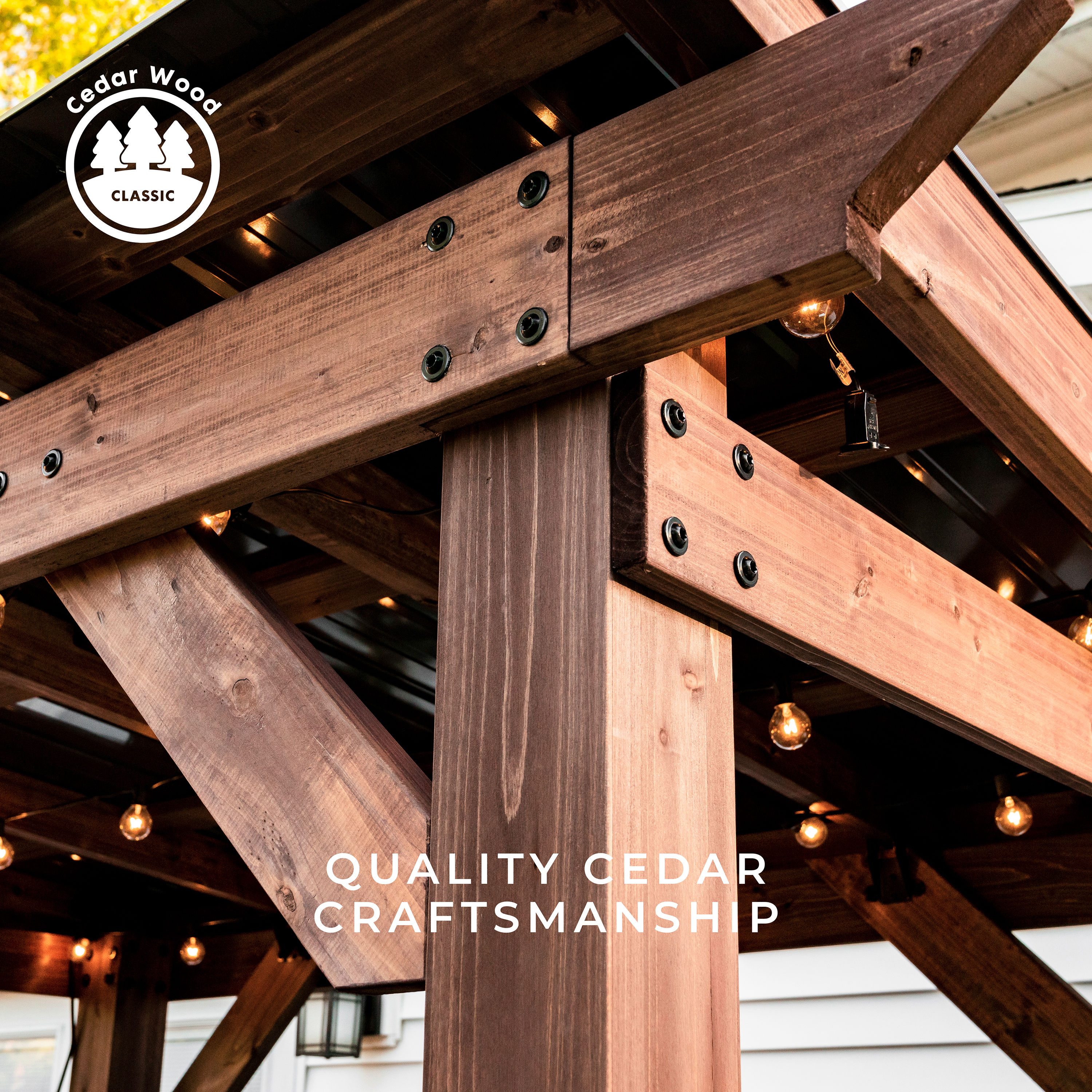 Saxony Cedar Wood Grill Gazebo with Steel Roof
