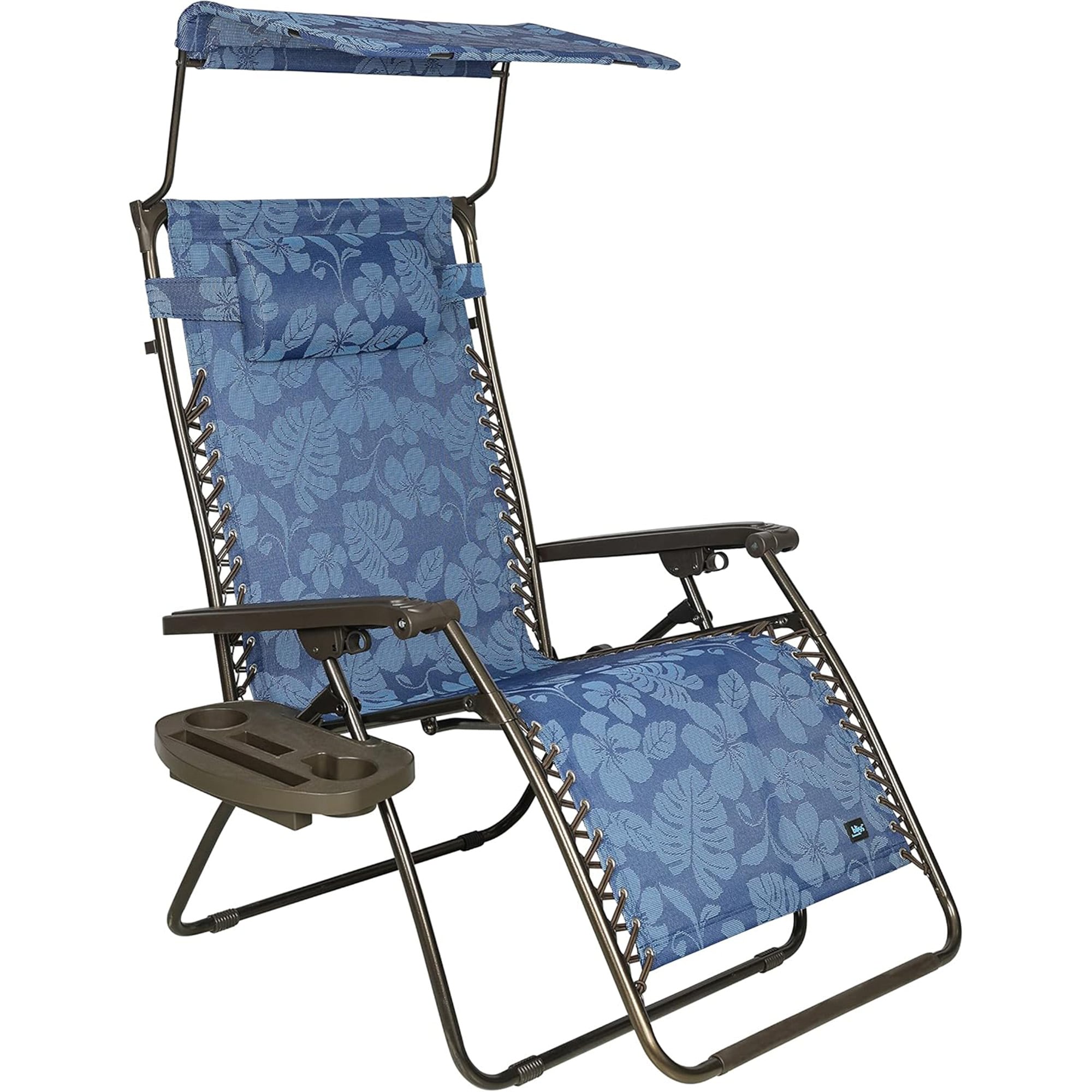 Bliss Hammocks  33 Inches Wide XXL Zero Gravity Outdoor Lounge Chair w/ Canopy Blue