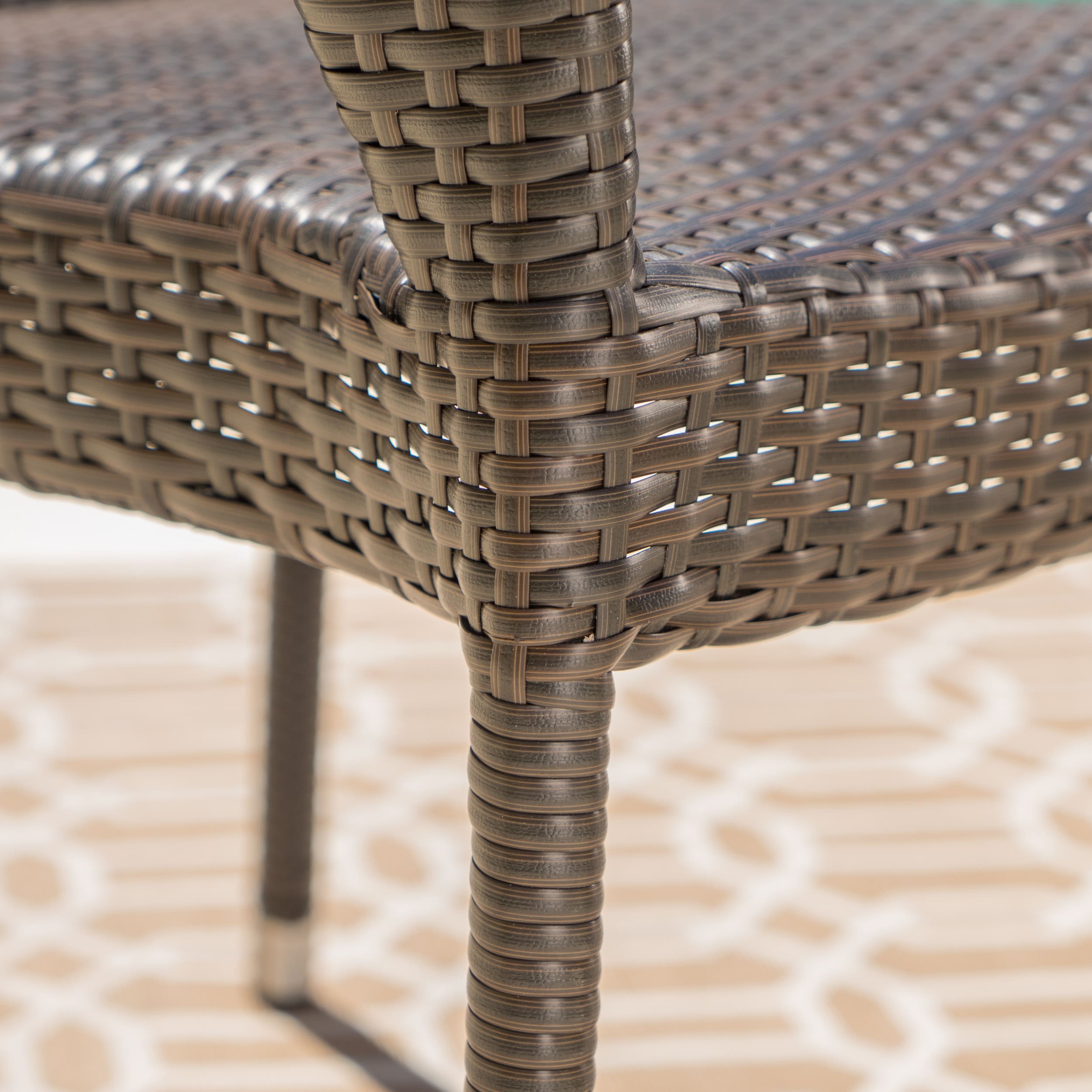 Mirage Brown Wicker Stackable Outdoor Dining Chairs with Iron Frame