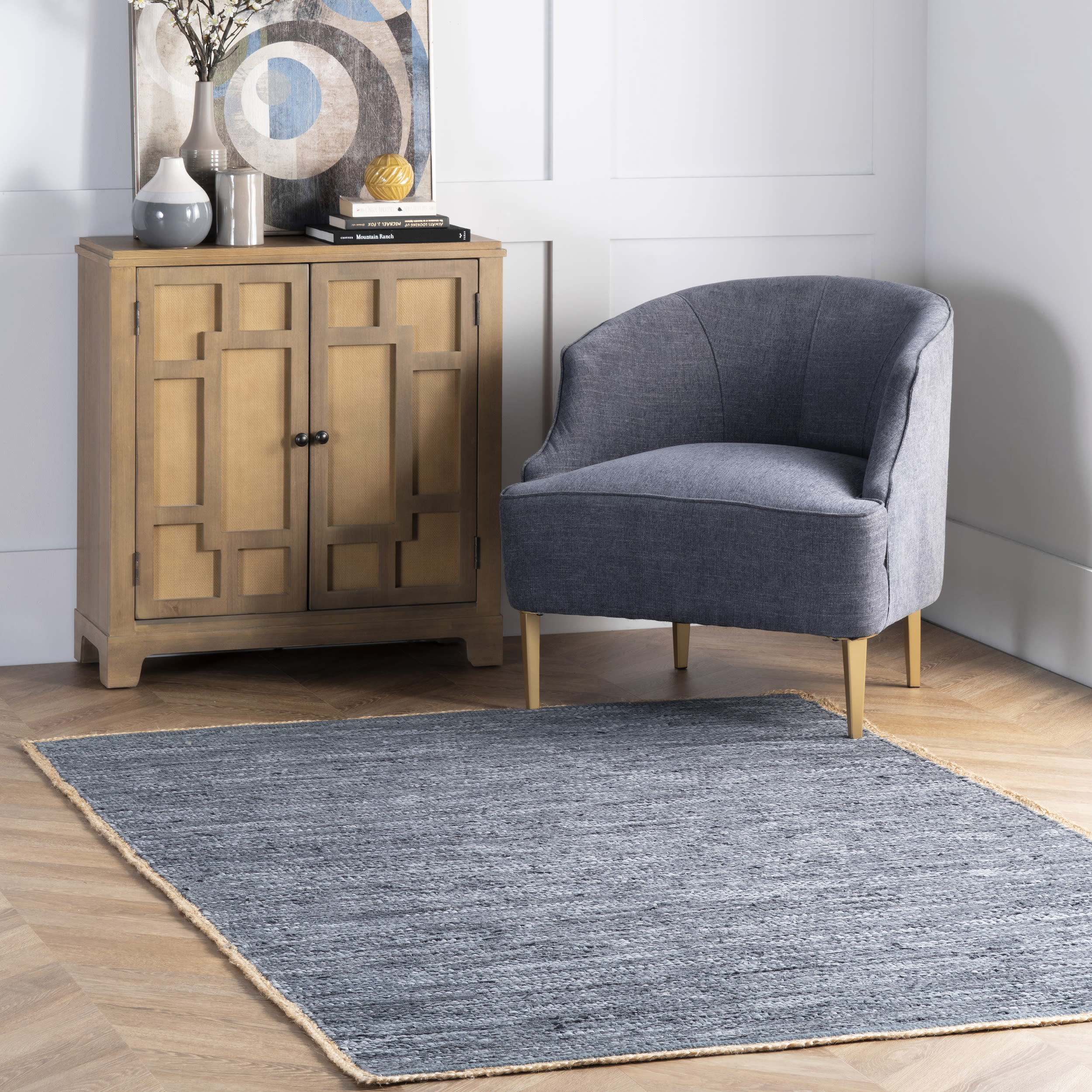 nuLOOM SEKO01D-609 Sabby 6 x 9 (ft) Leather Blue Rectangular Indoor Solid Area rug