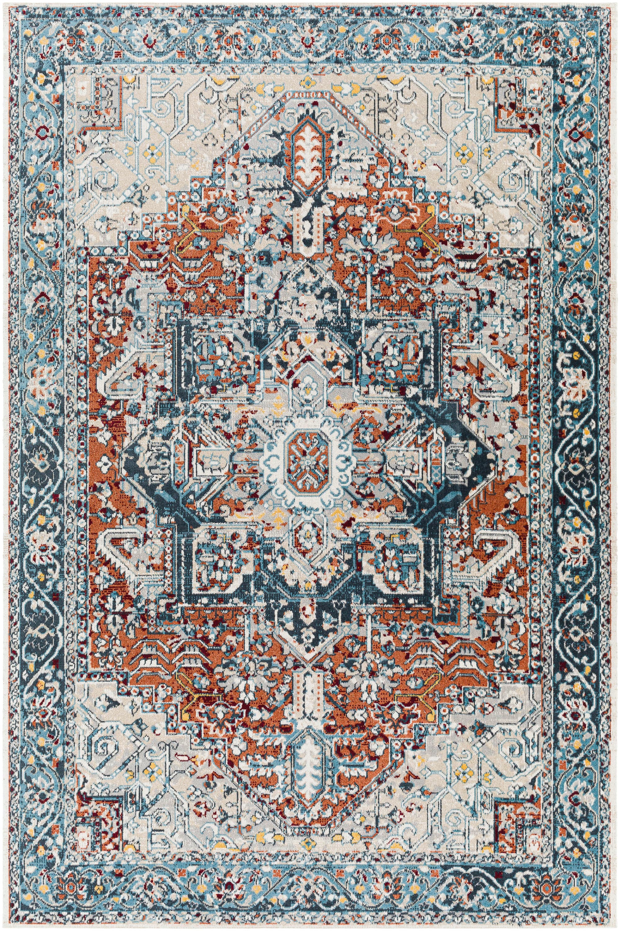 Livabliss LVR2323-537 Lavadora 5 X 7 Light Grey Indoor Medallion Oriental Machine Washable Area Rug