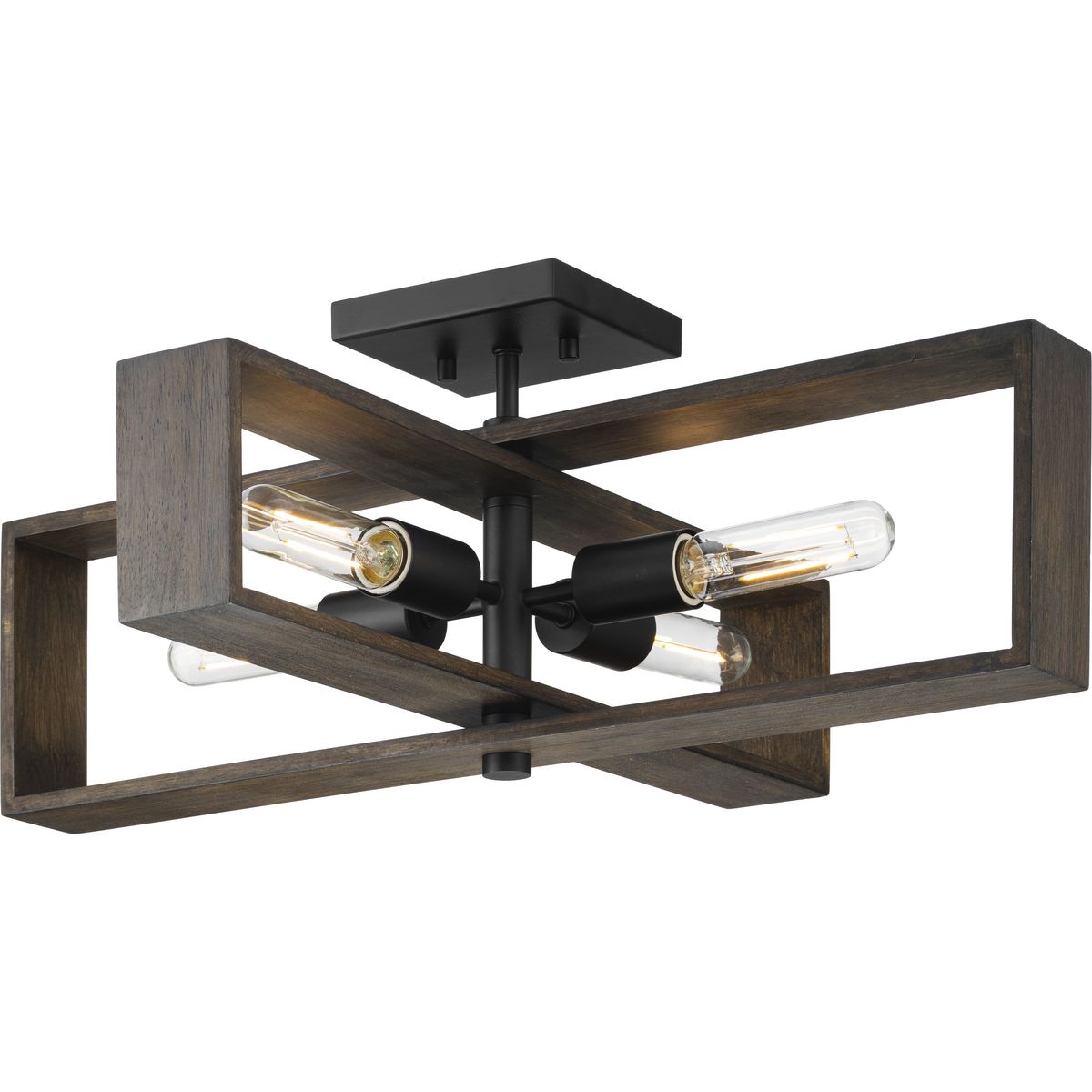 Progress Lighting P350269-31M Boundary 4 -Light 24-in Matte Black Semi Flush Mount Light