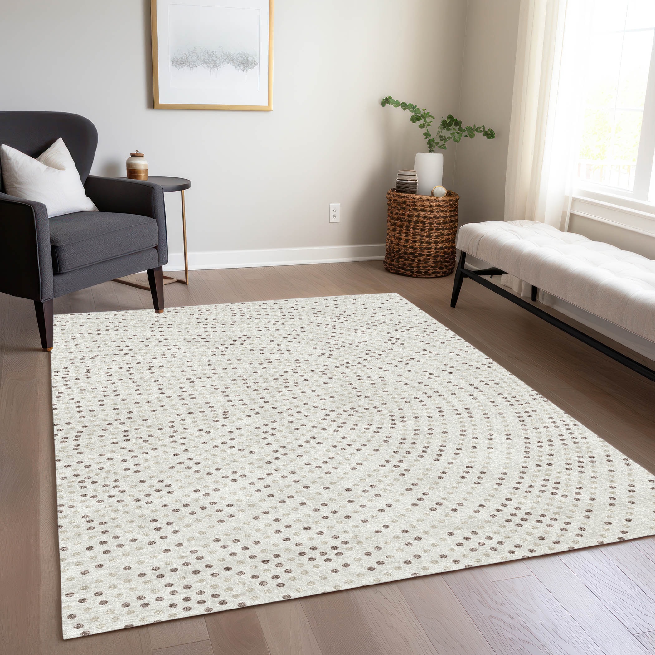 Addison Rugs ACN1021IV30X46 Chantille ACN1021IV 2 x 3 (ft) Polyester Ivory Rectangular Indoor/Outdoor Geometric Machine washable Area rug