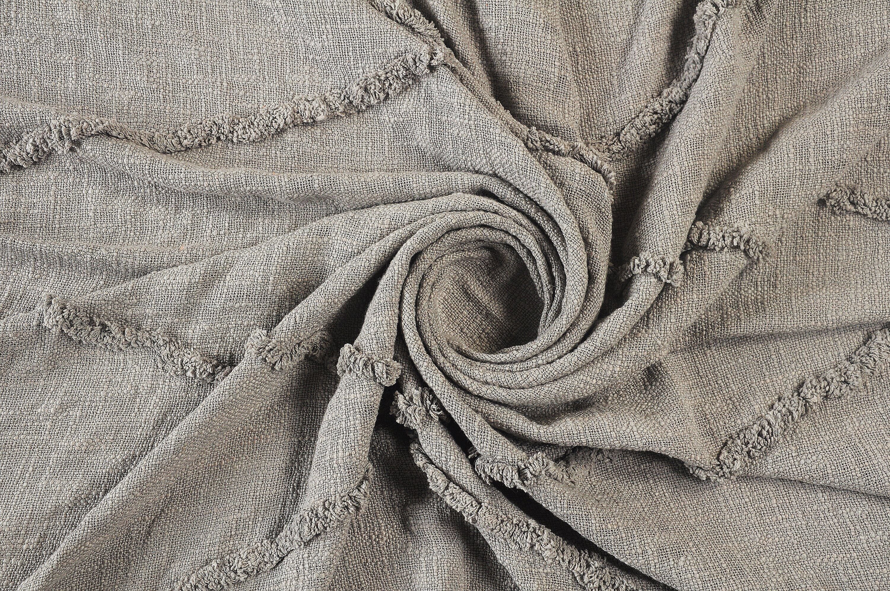Light Gray Knitted Cotton Throw Blanket 50" x 60"