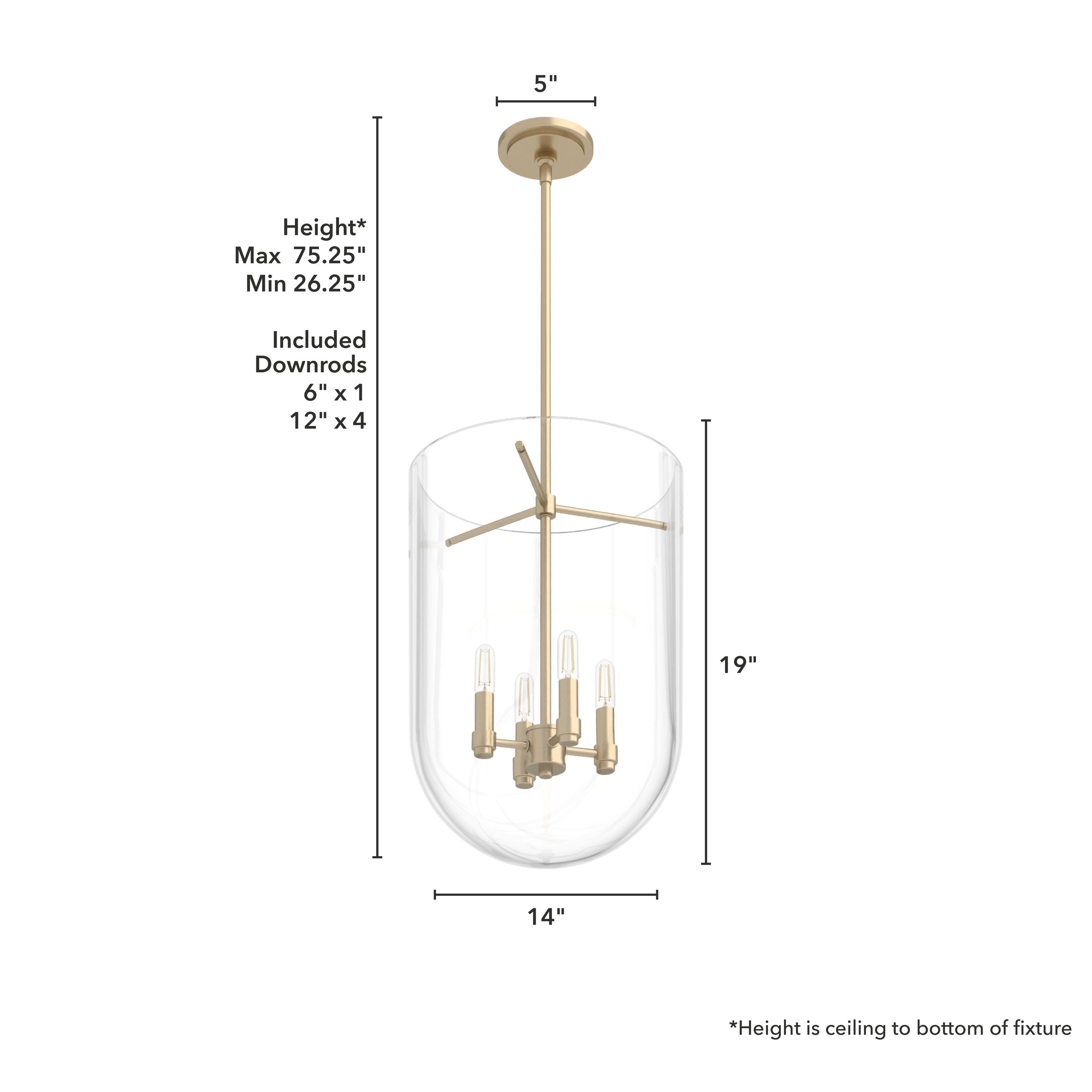 Alturas Gold Bell-Shaped Clear Glass Nickel Pendant Light