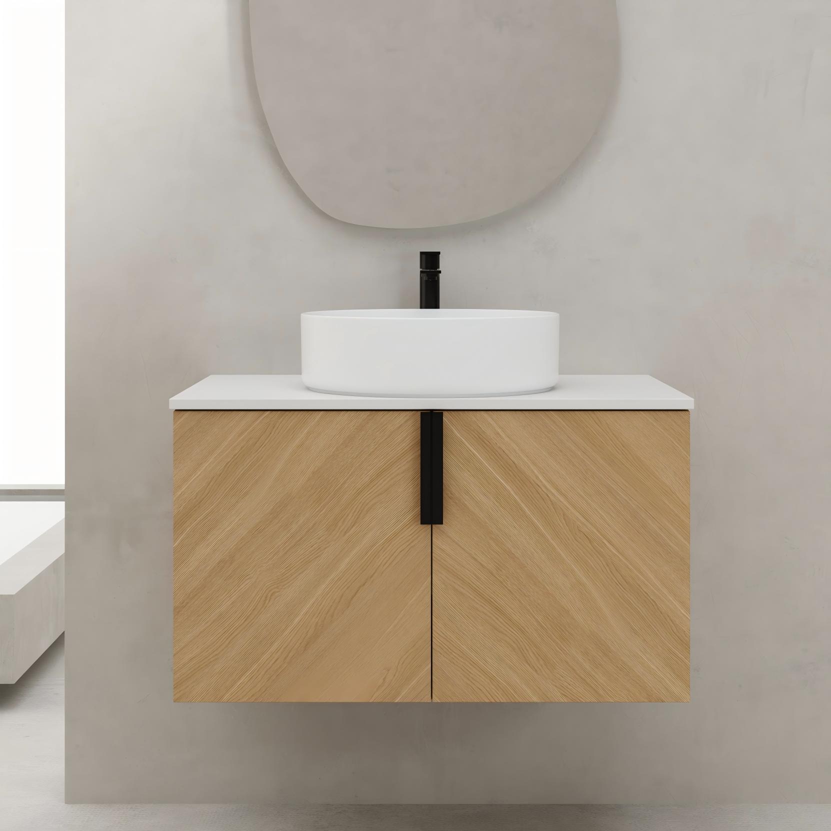 Xspracer 29.5-in Light Oak Finish Single Sink Bathroom Vanity with White Engineered Stone Top