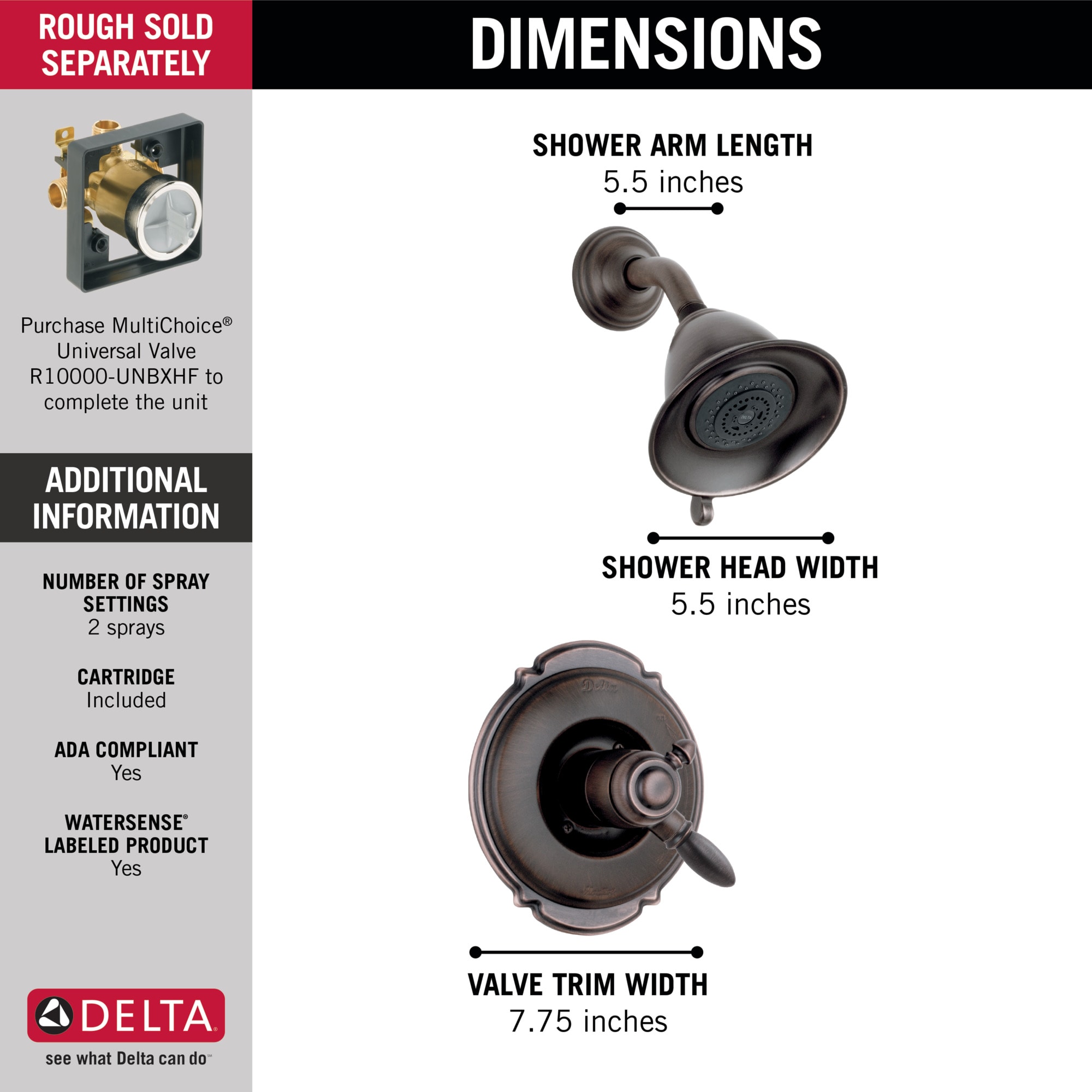 Delta T17255-RB Tub-Shower-Faucets - View #12