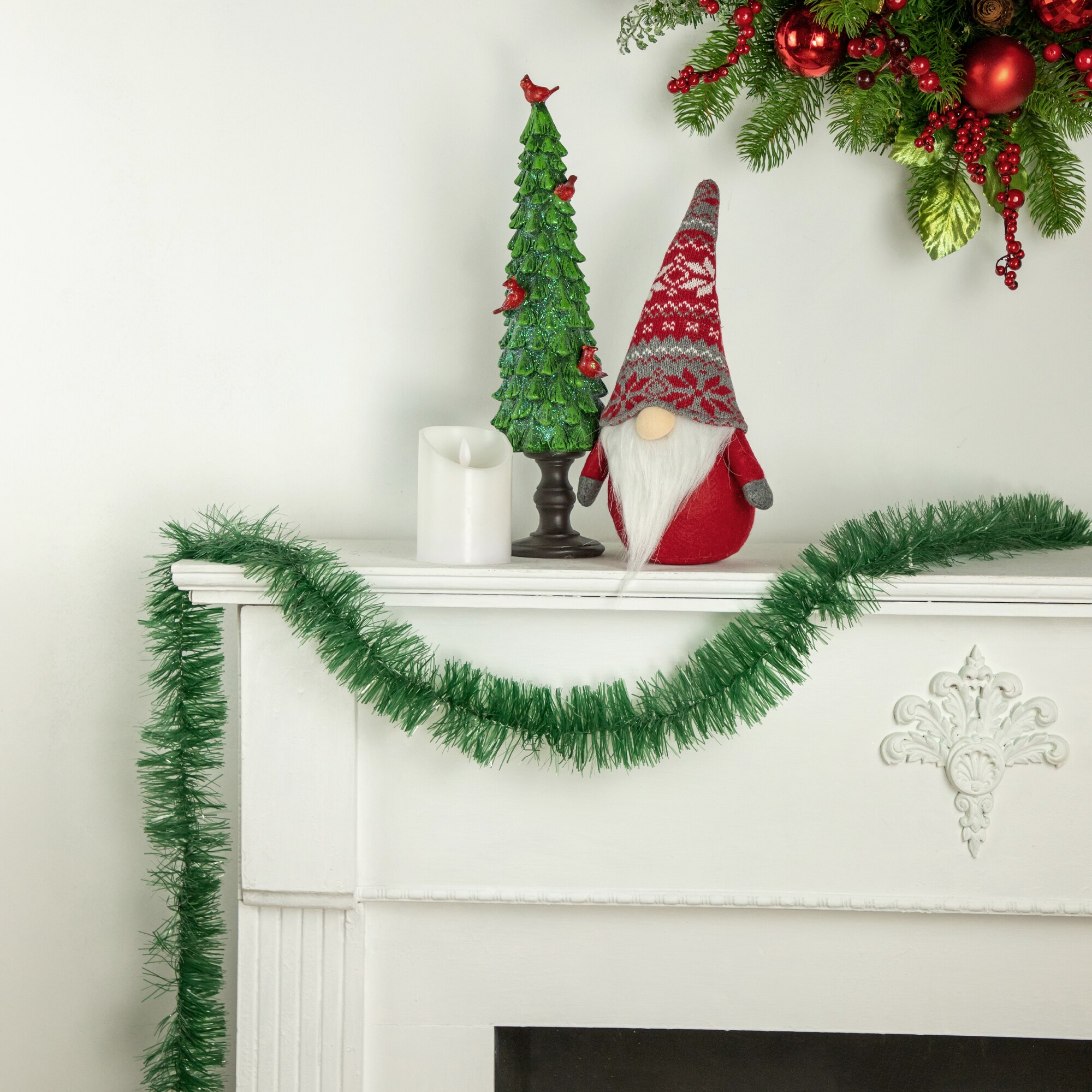 15 Foot Tinsel Garland for Christmas Decorations - Non-Lit Holiday