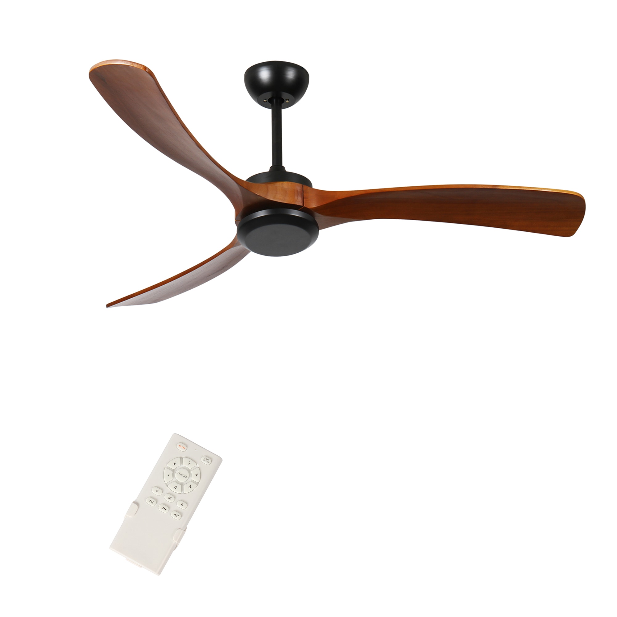 SINOFURN SYA650034BN 72-in Outdoor Black + Brown with Wood Blades Ceiling Fan Without Light - Remote Included ( 3 -Blade )