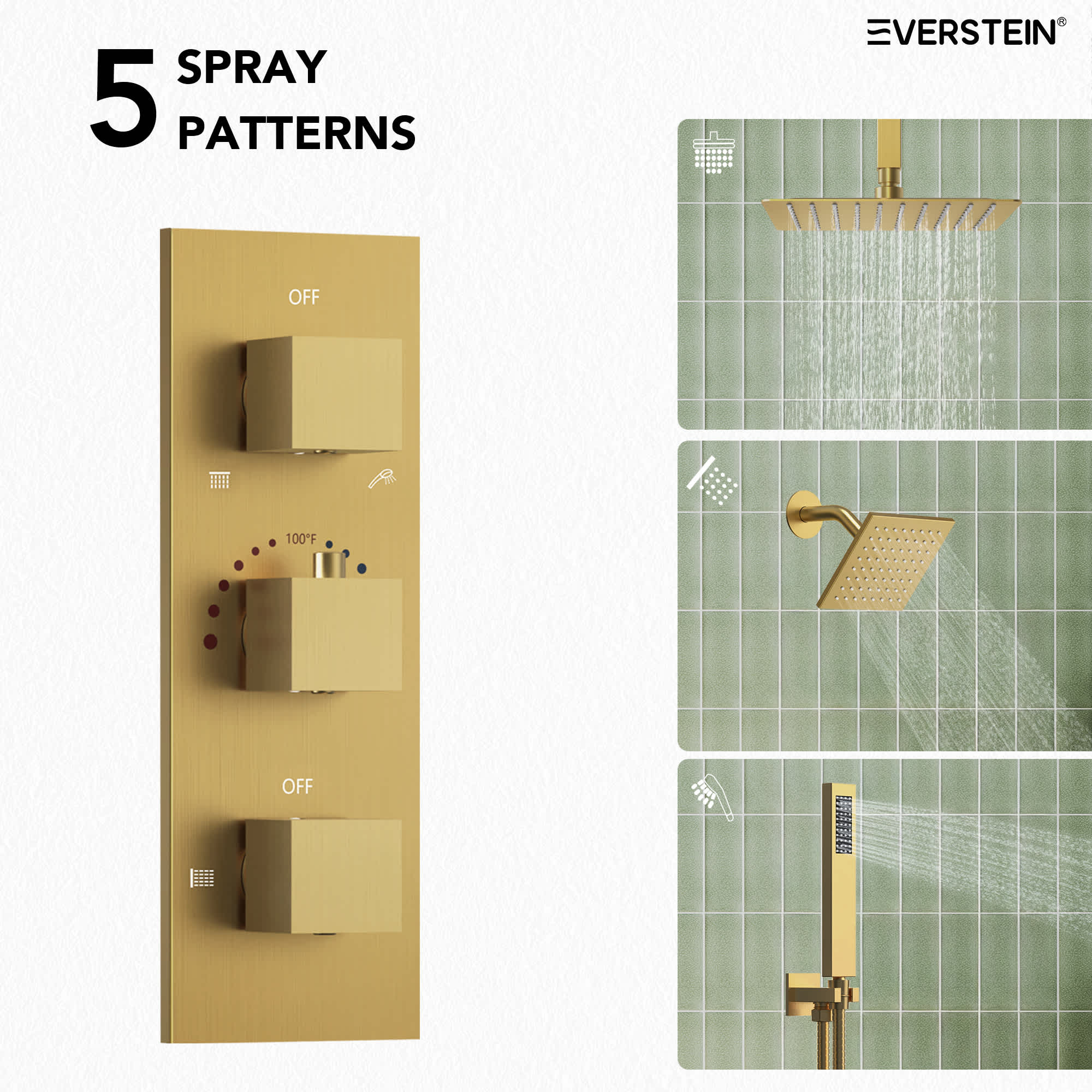 EVERSTEIN SFS1004A-GD12 Showerhead-Bar-Panels - View #6