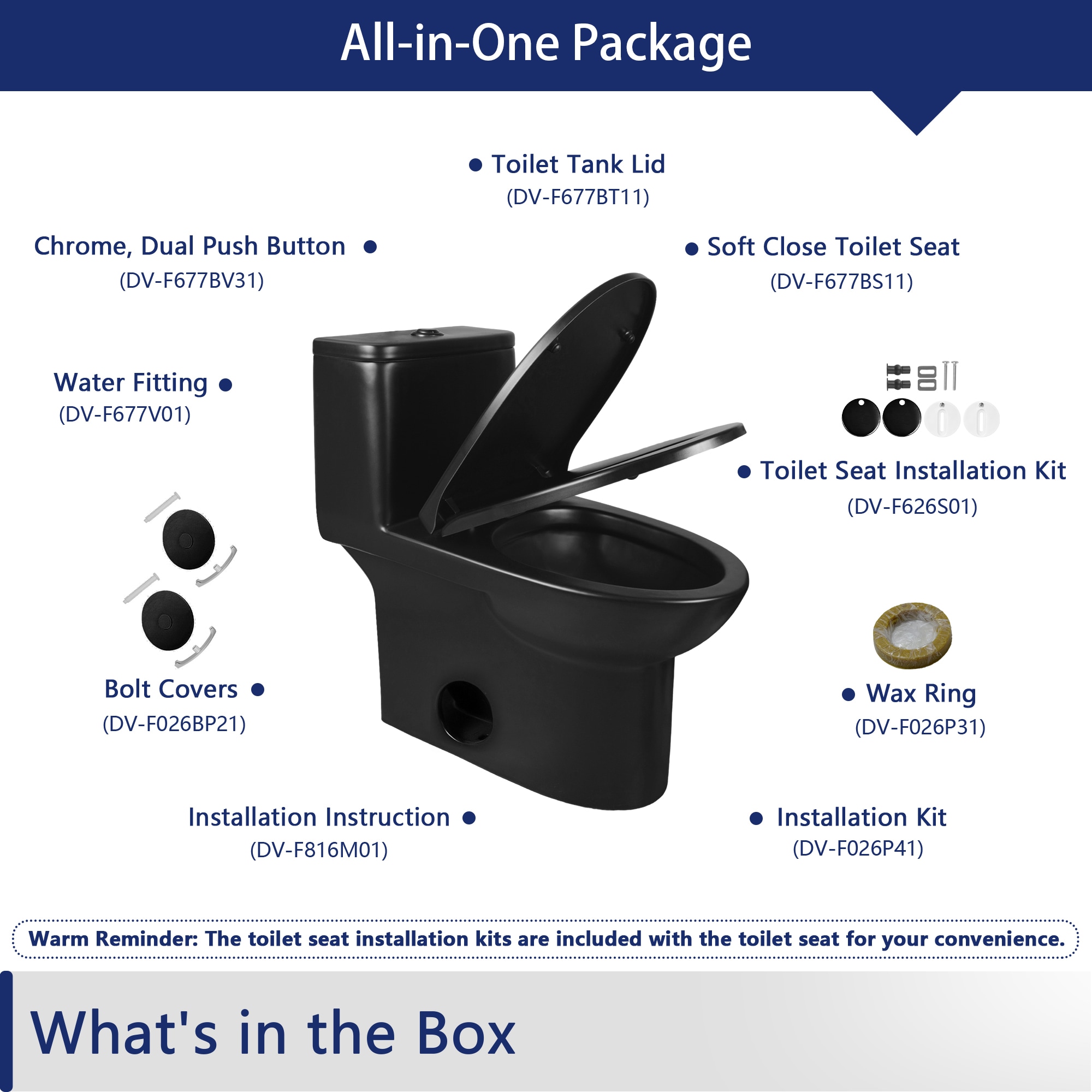 Black Elongated One-Piece High Efficiency Dual Flush Toilet