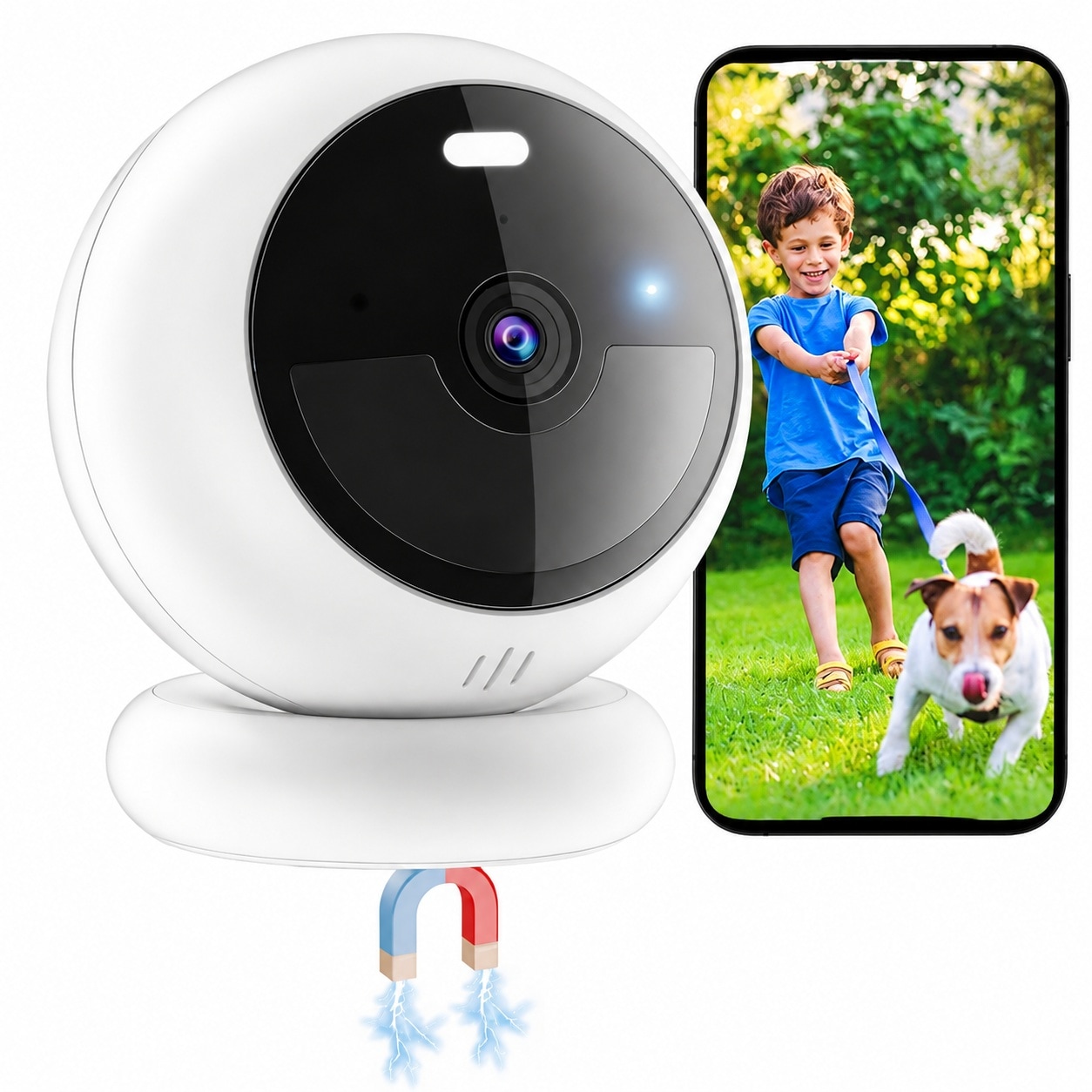Vrbgify  Wireless Outdoor Security Camera Magnetic Mount 1080P HD power cell Powered with Color Night Vision and Two Way Audio for Home