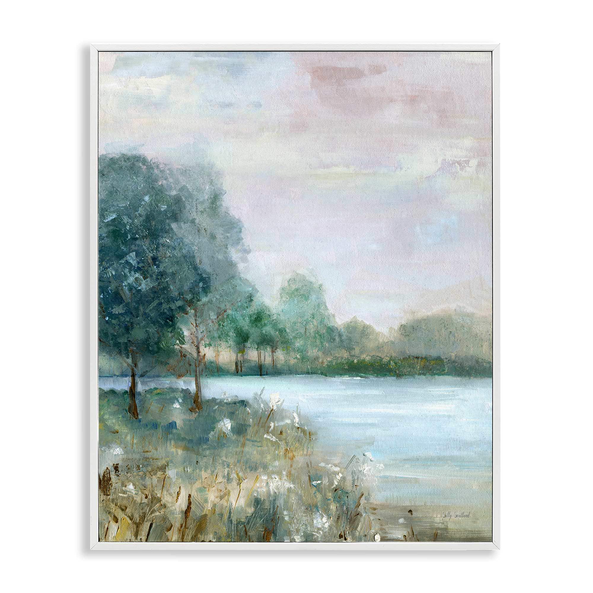 Stupell Industries BS-284-WFR-16X20 Serene Riverside View White Framed Giclee Art By Sally Swatland 16 x 20