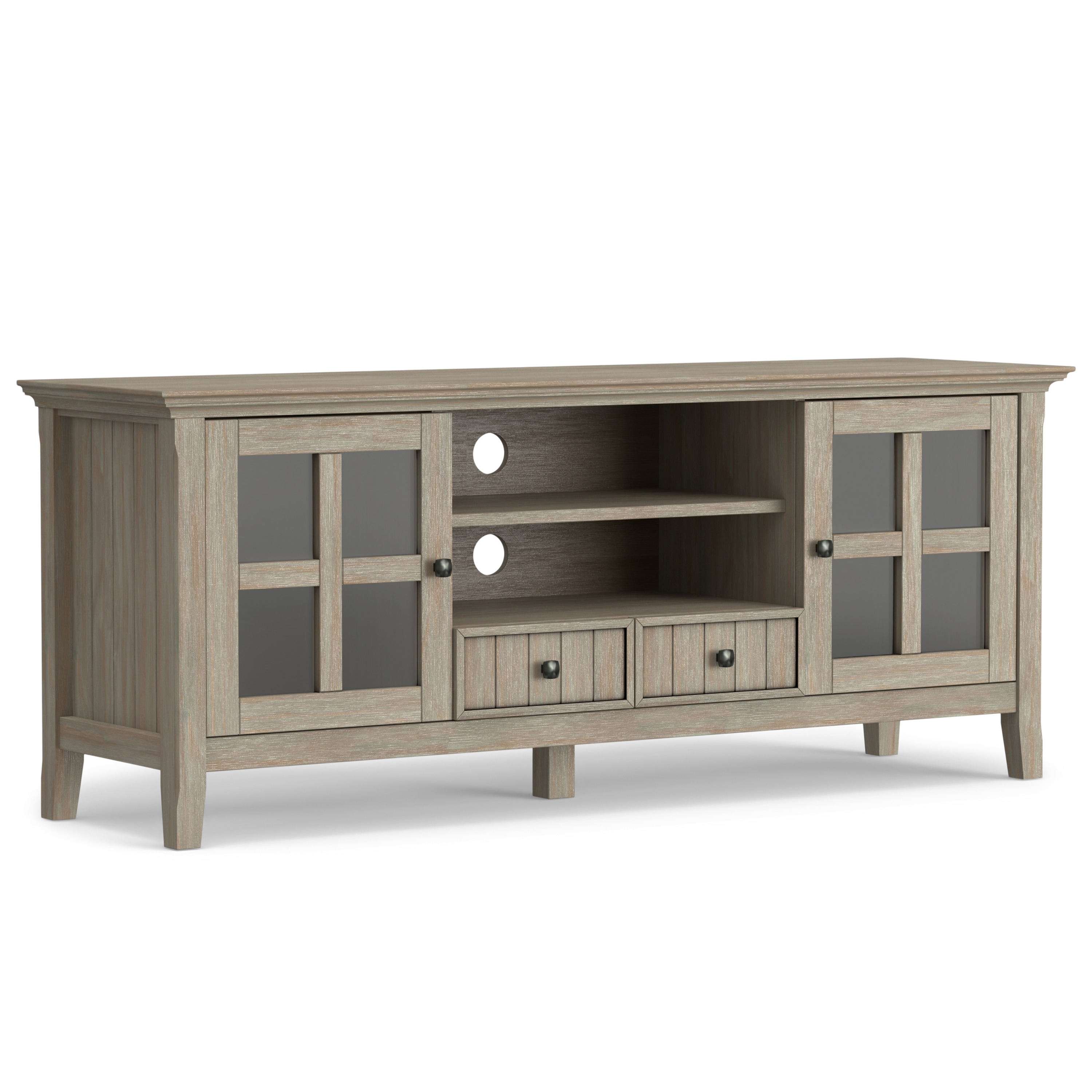 Simpli Home AXWEL05-60GR Acadian Transitional Distressed Grey TV stand ( Accommodates TVs up to 65-in )