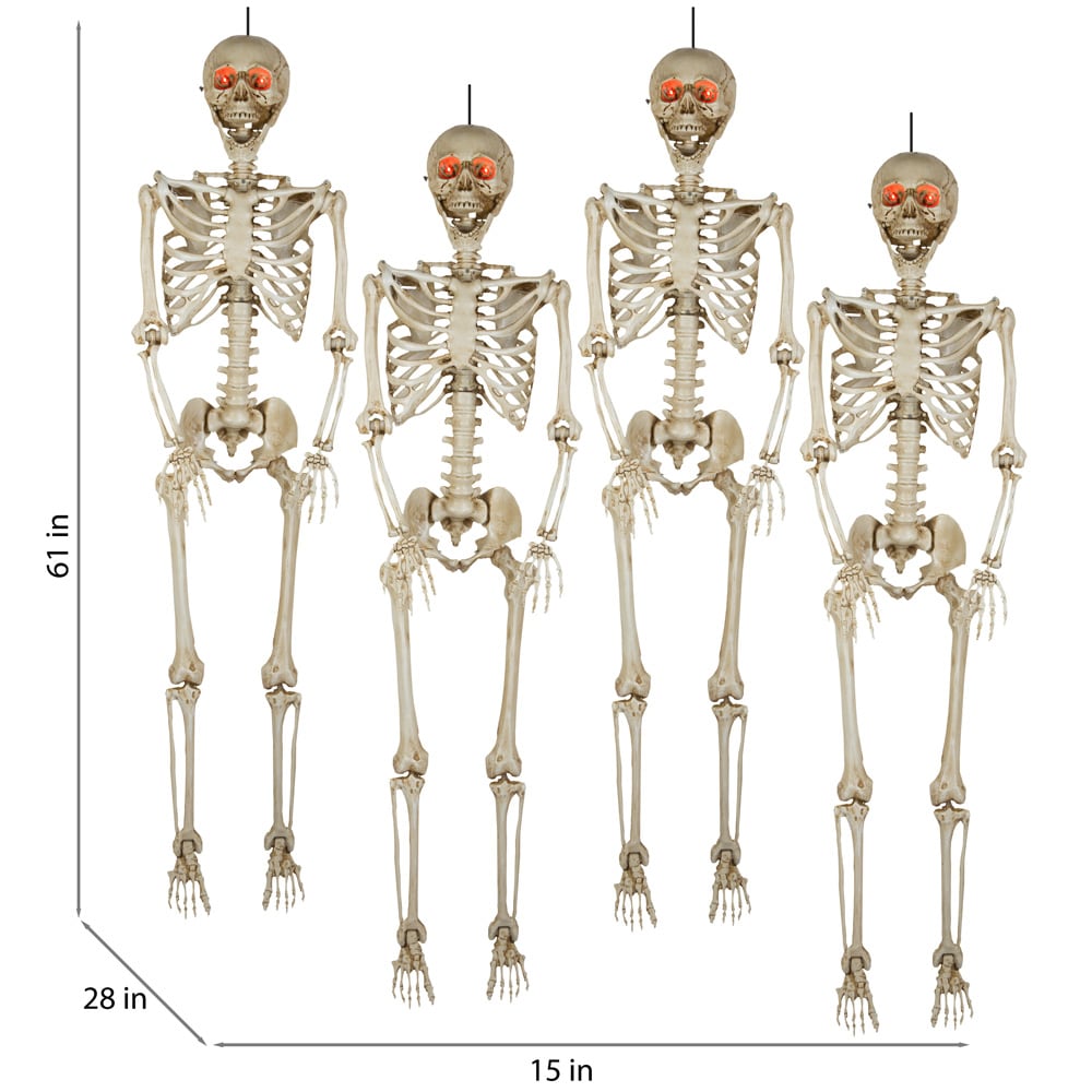 Halloween Skeleton 5 ft tall Poseable with LED eyes Set of 2 PRICE NOW FIRM hot