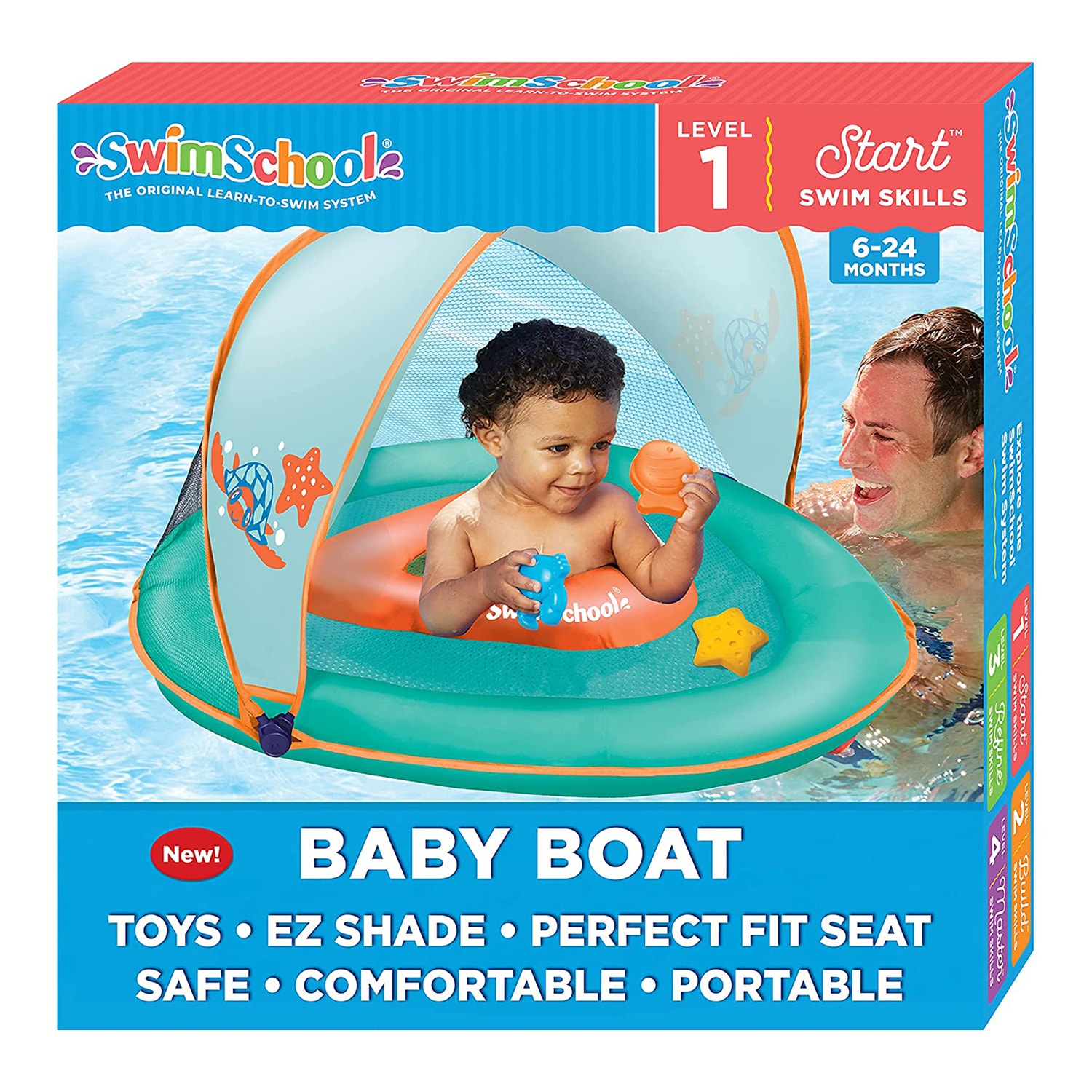 SwimSchool SwimSchool Baby Boat Float with Safety Seat and Sun Shade ...