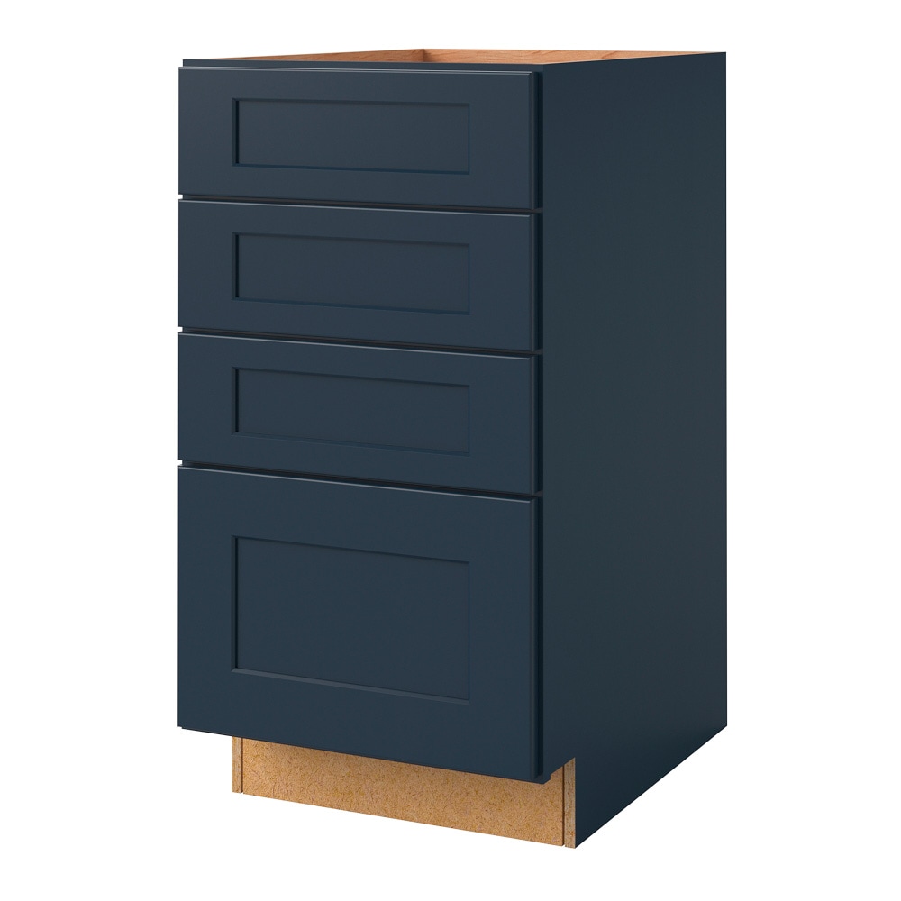 Port 18-in W x 34.5-in H x 24-in D Navy 4-Drawers Base Fully Assembled Cabinet (Flat Panel Style) in Blue | - allen + roth 21480NV