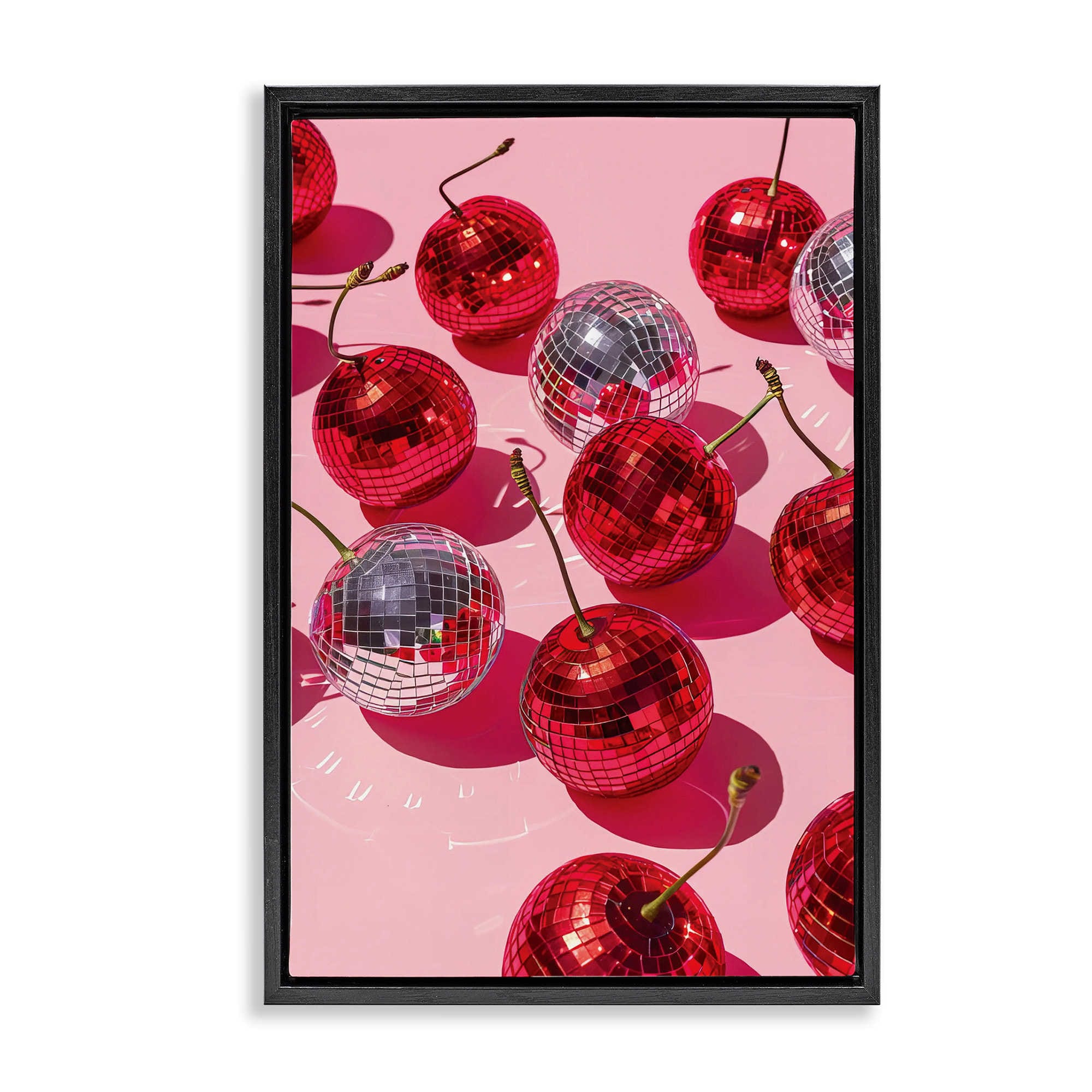 Stupell Industries BT-653-FFB-16X24 Cherry Picked Disco Black Framed Floater Canvas Wall Art By LSR Design Studio 17 x 25