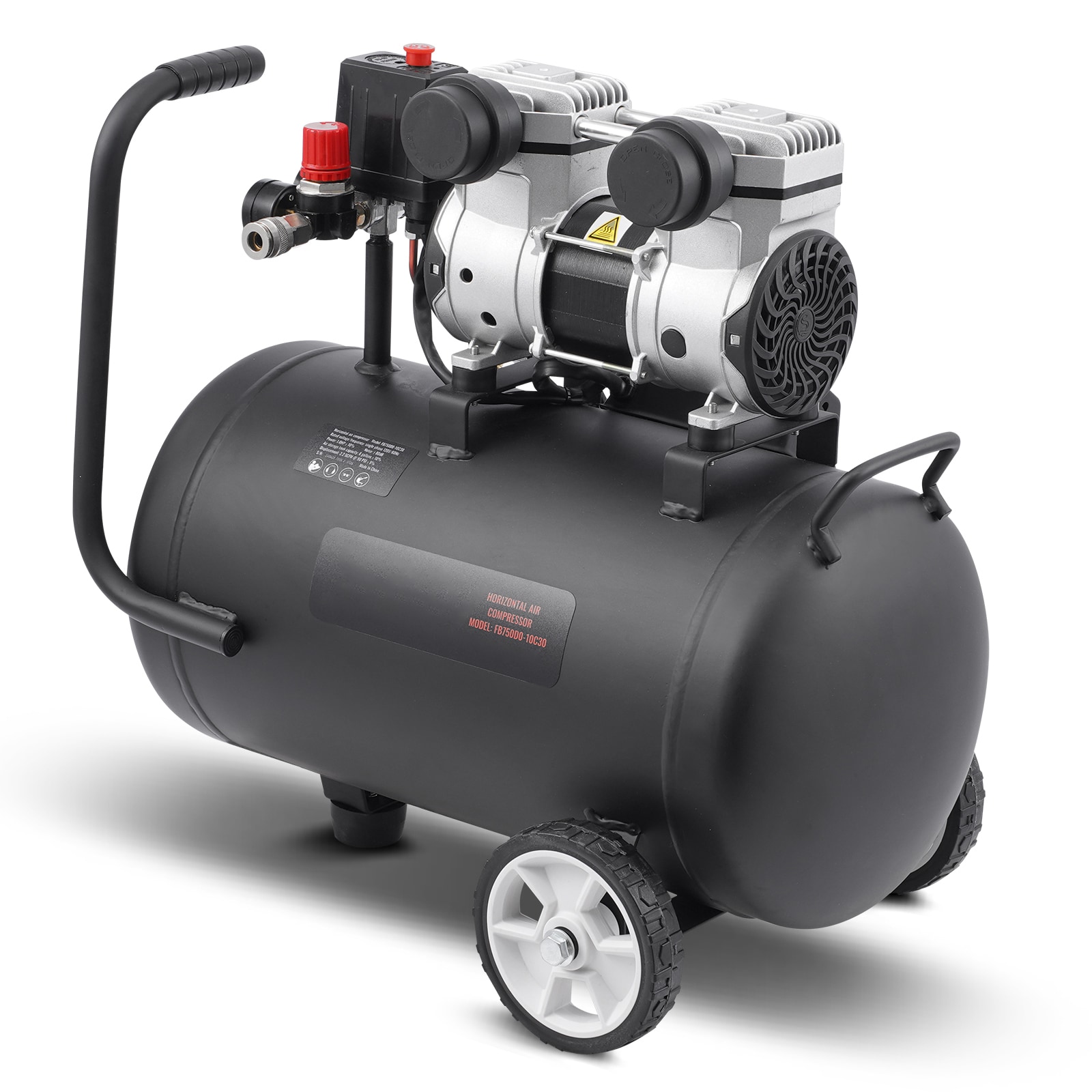 VEVOR SCWYWSKYJ30L05889V1 Air Compressor  8 Gallon Steel Tank  1HP 2.2 CFM 90 PSI Oil Free Air Compressor and Max. 120PSI Pressure  80dB Ultra Quiet Portable Compressor  for Auto Repair  Tire Inflation  Spray Painting