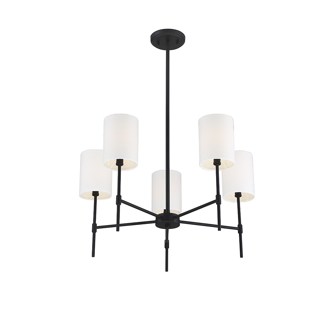 Matte Black and White Fabric 5-Light Chandelier