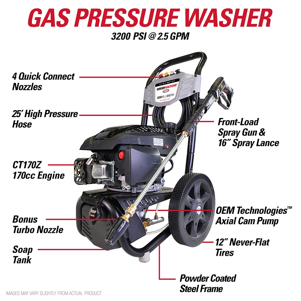 SIMPSON 3200 PSI at 2.5 GPM 3200-PSI 2.5-GPM Cold Water Gas Pressure washer with 4 Spray Tips