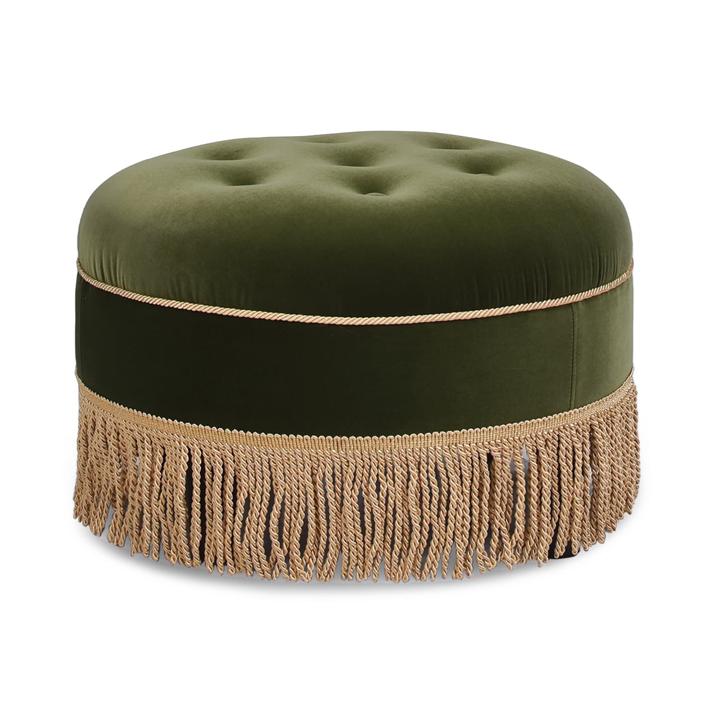 Jennifer Taylor Home 2345-V036 Yolanda Midcentury Olive Green Velvet Round Ottoman