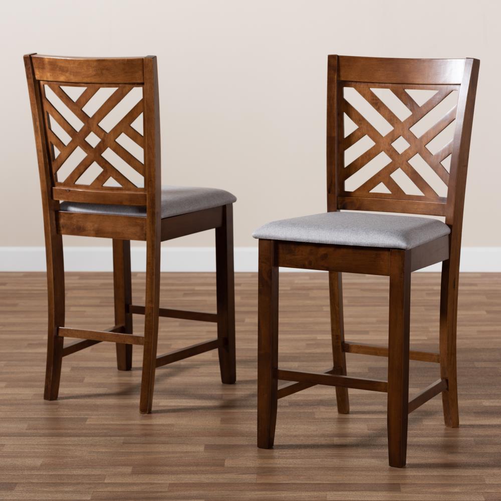 Baxton Studio Caron Set of 2 Grey Walnut Counter height