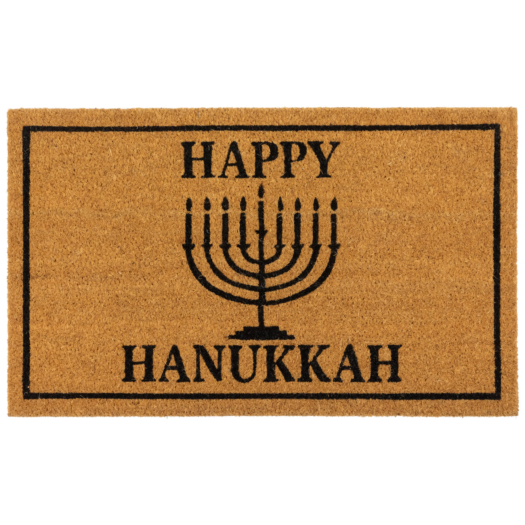 Northlight Natural Coir Happy Hanukkah Menorah Outdoor Doormat - 18 inch x 30 inch