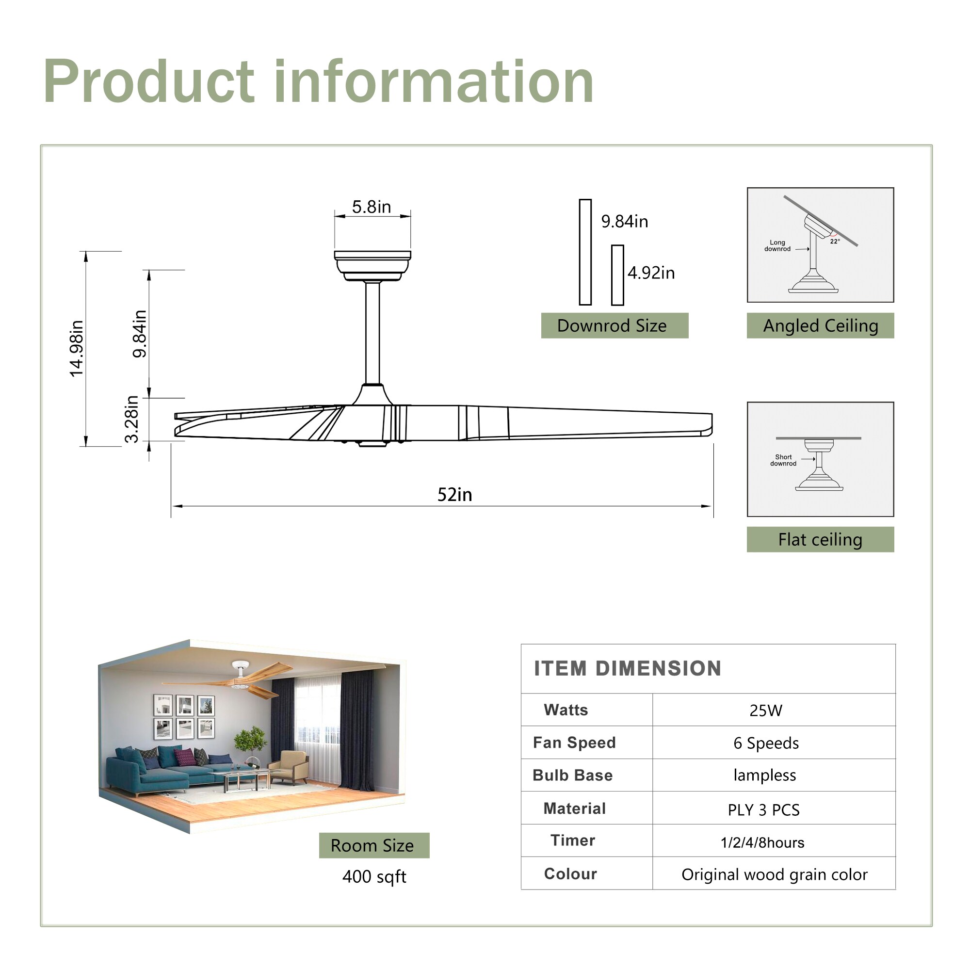 WELLFOR GYH48-1085-5BK Ceiling-Fans - View #10