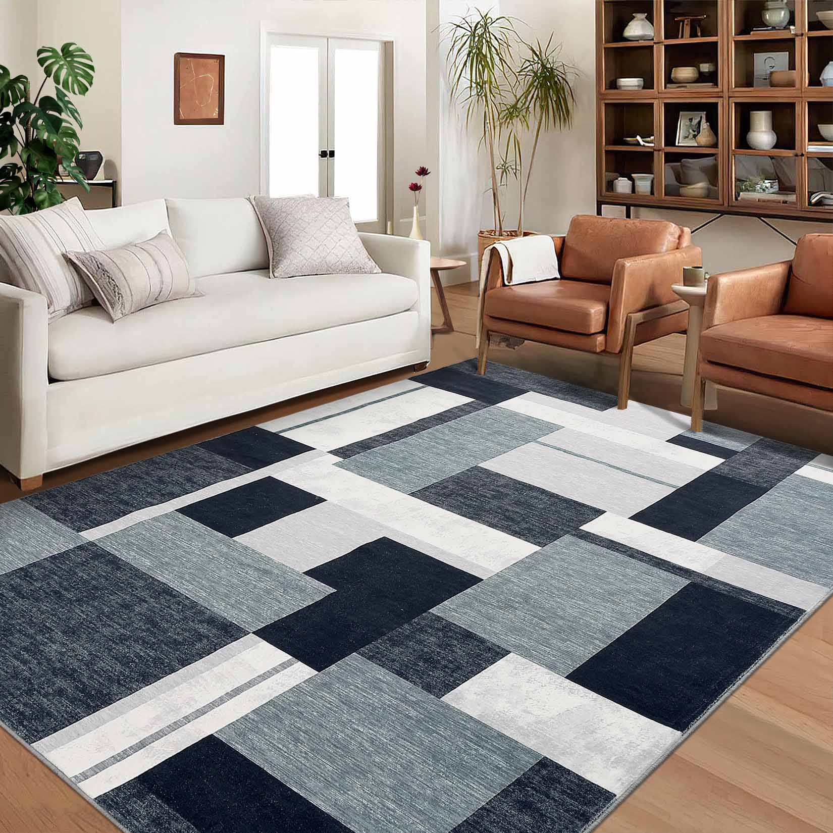Garvee YXY-LO-PHO-11TKYL4M 5 x 7 (ft) Loomed Polyester Gray Rectangular Indoor Geometric Mid-Century Modern Machine washable Area rug
