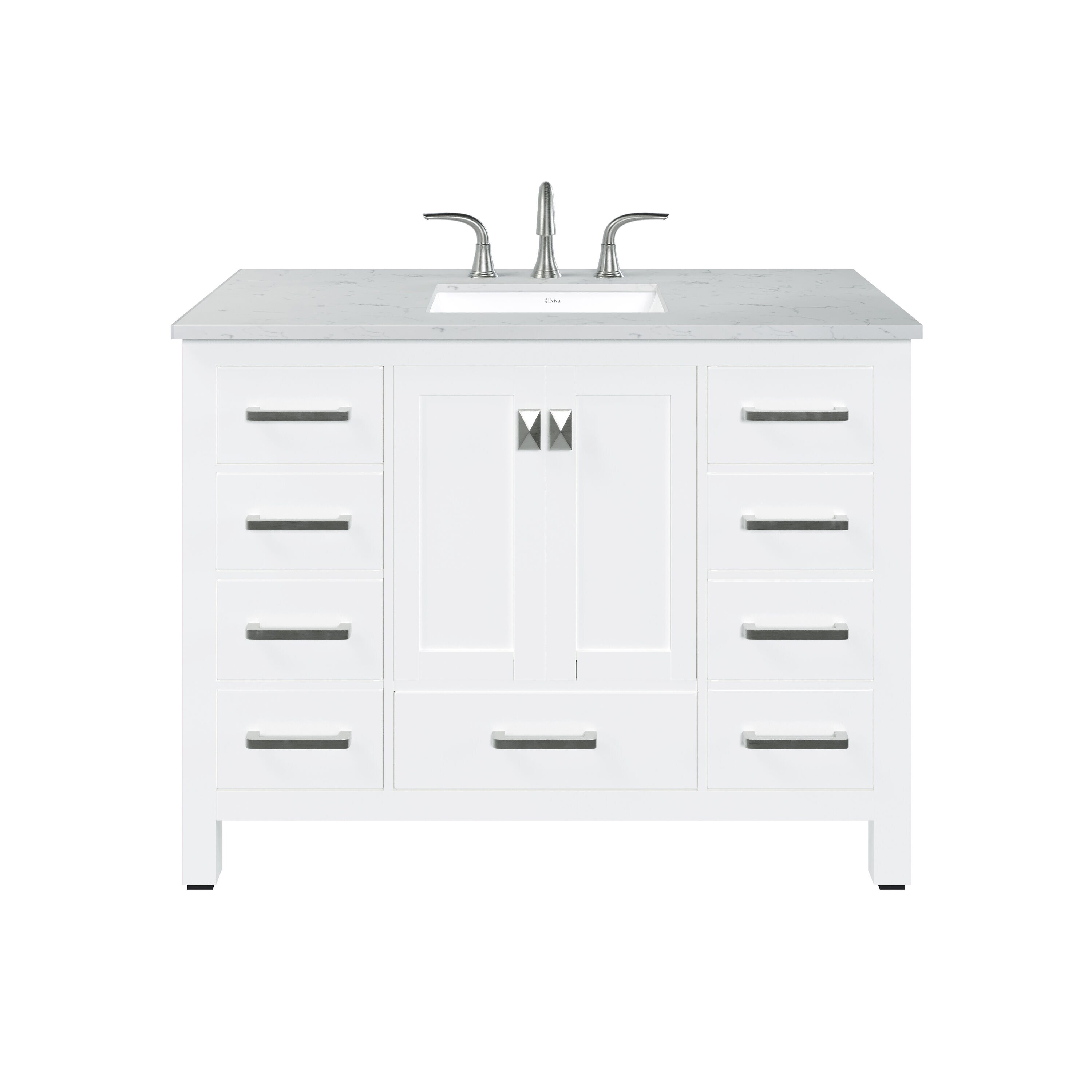 Aberdeen 42" White Marble Single Bathroom Vanity