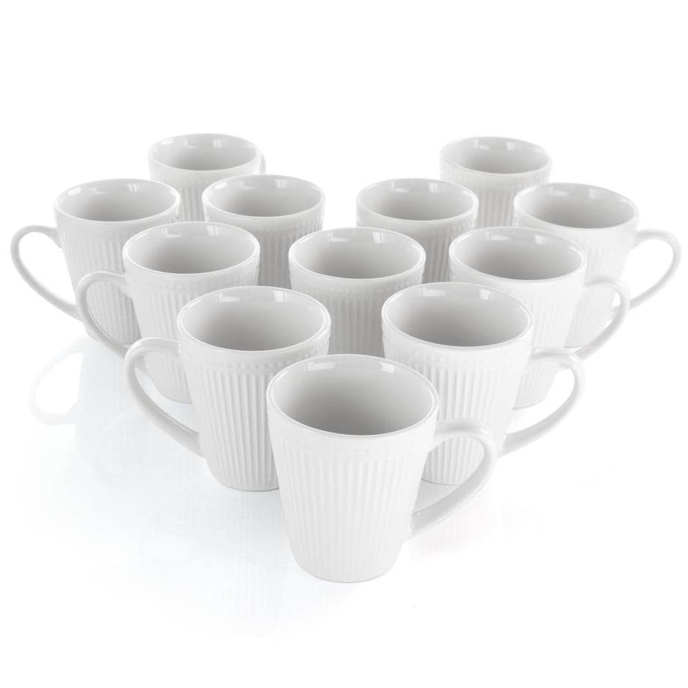 8oz 12pk Porcelain Madeline Mug Set White - Elama : Target