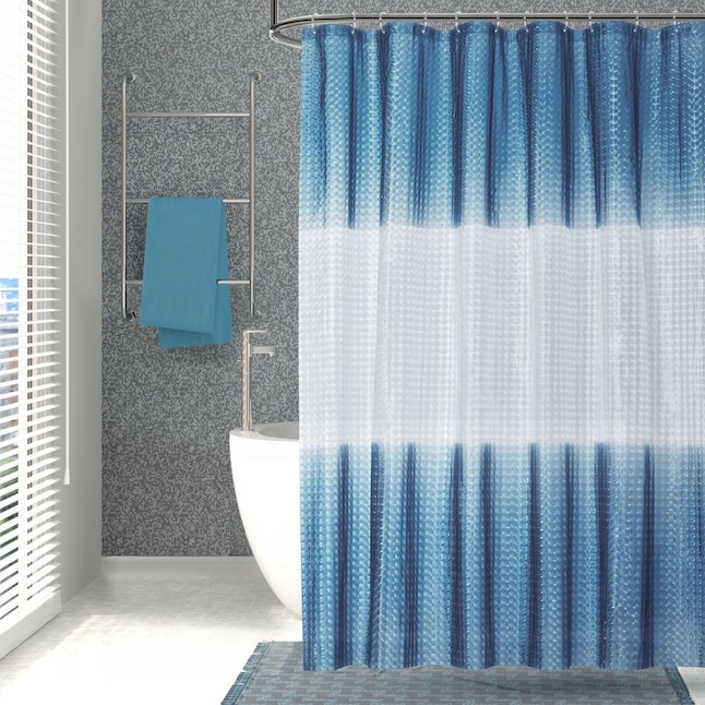 Patterned Shower Liner, Dark Blue Shower Curtain Liner