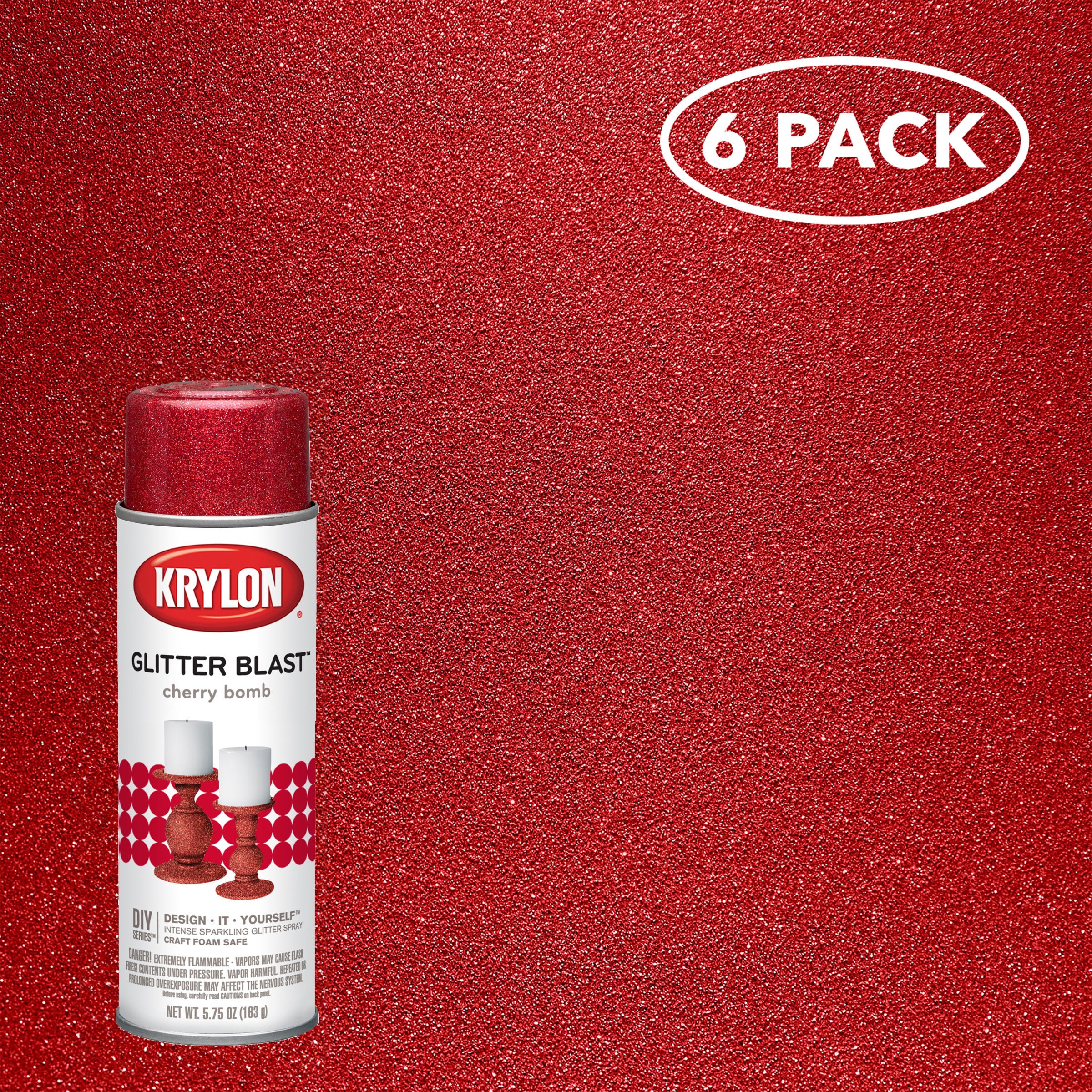 Rust-Oleum 268045-6PK Specialty Glitter Spray Paint, 10.25 Oz, Red, 6 Pack