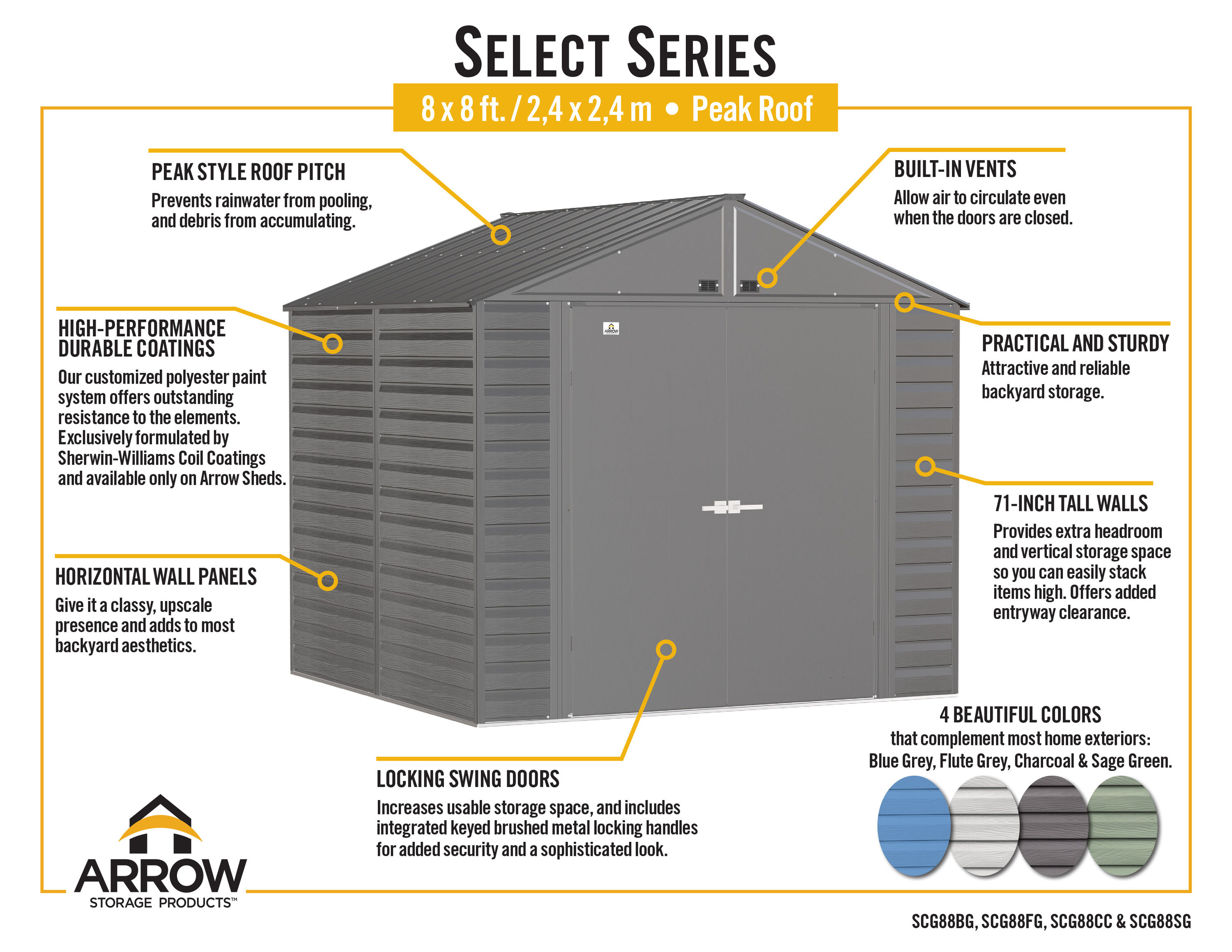 Arrow SCG88SG Metal-Storage-Buildings-Sheds - View #10