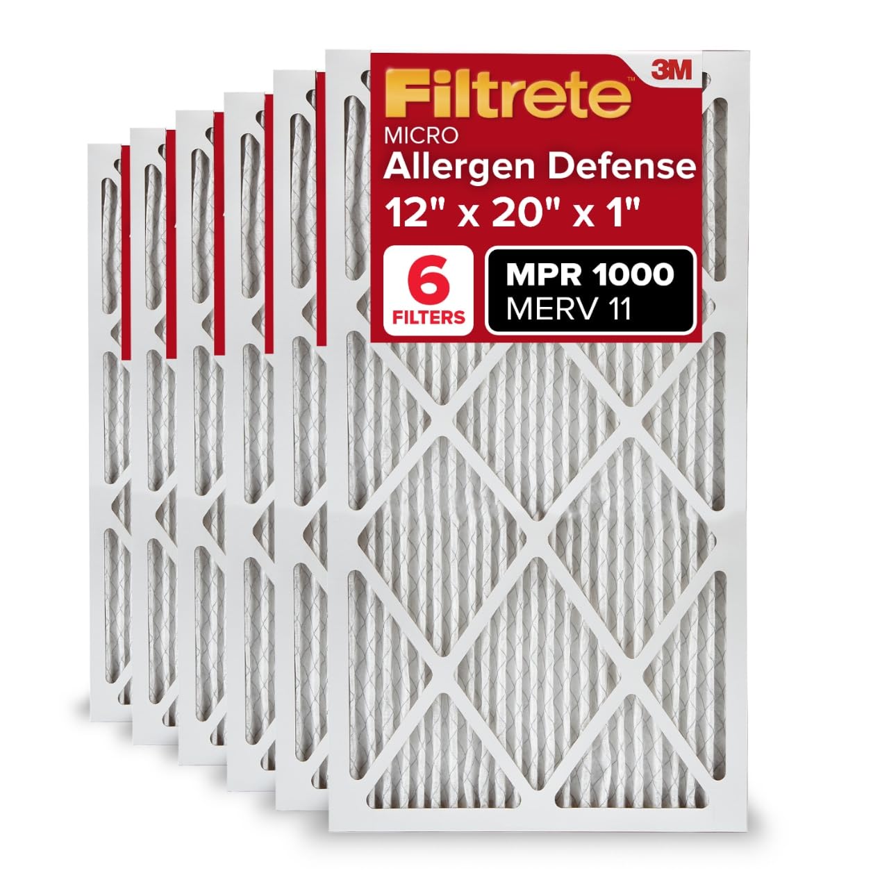 Filtrete 9819-4-6 12x20x1 Electrostatic Air Filter - MERV 11 MPR 1000 6 Pack for Cleaner Air
