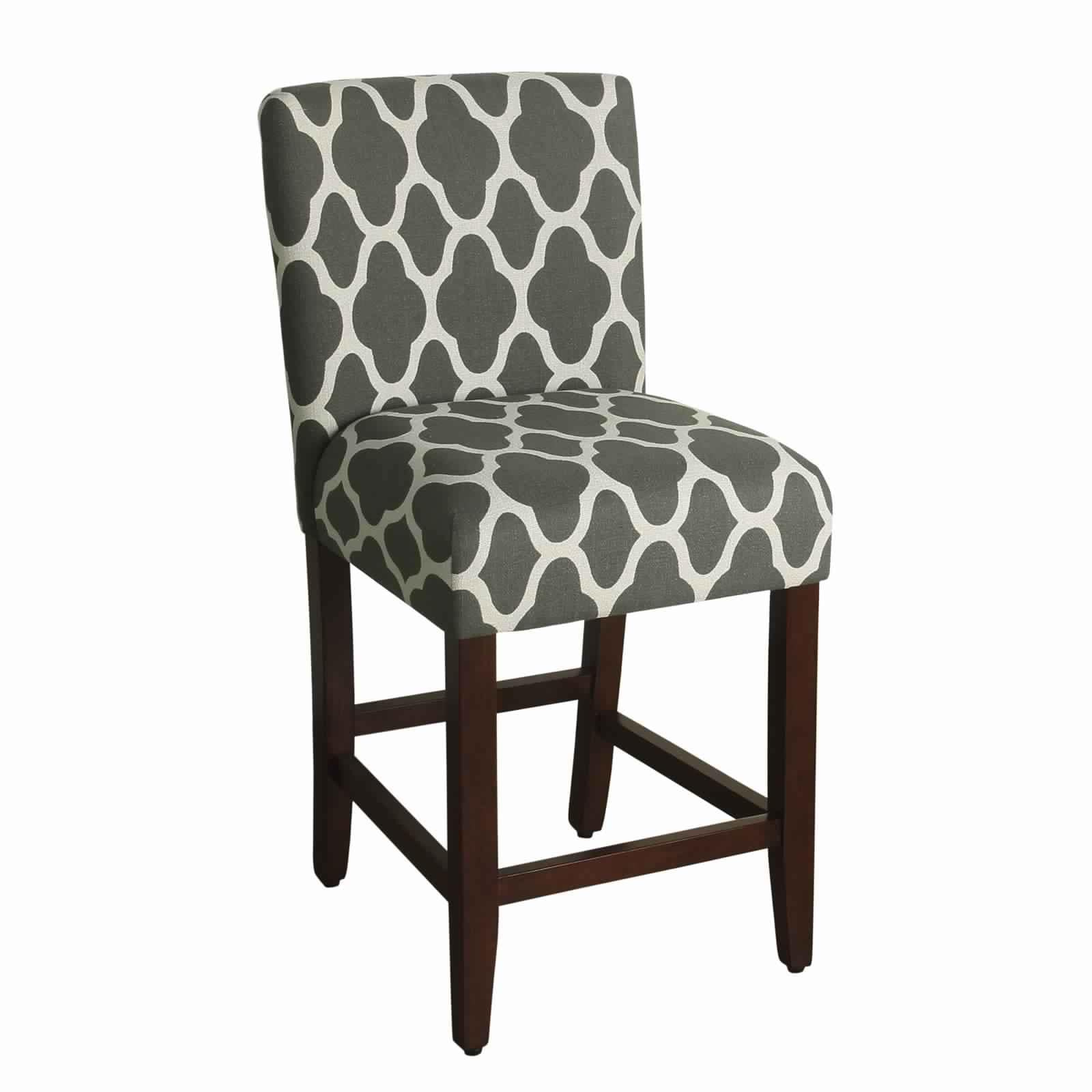 Benzara BM195079 Gray and White 18.5-in H Tall Upholstered Wood Bar Stool