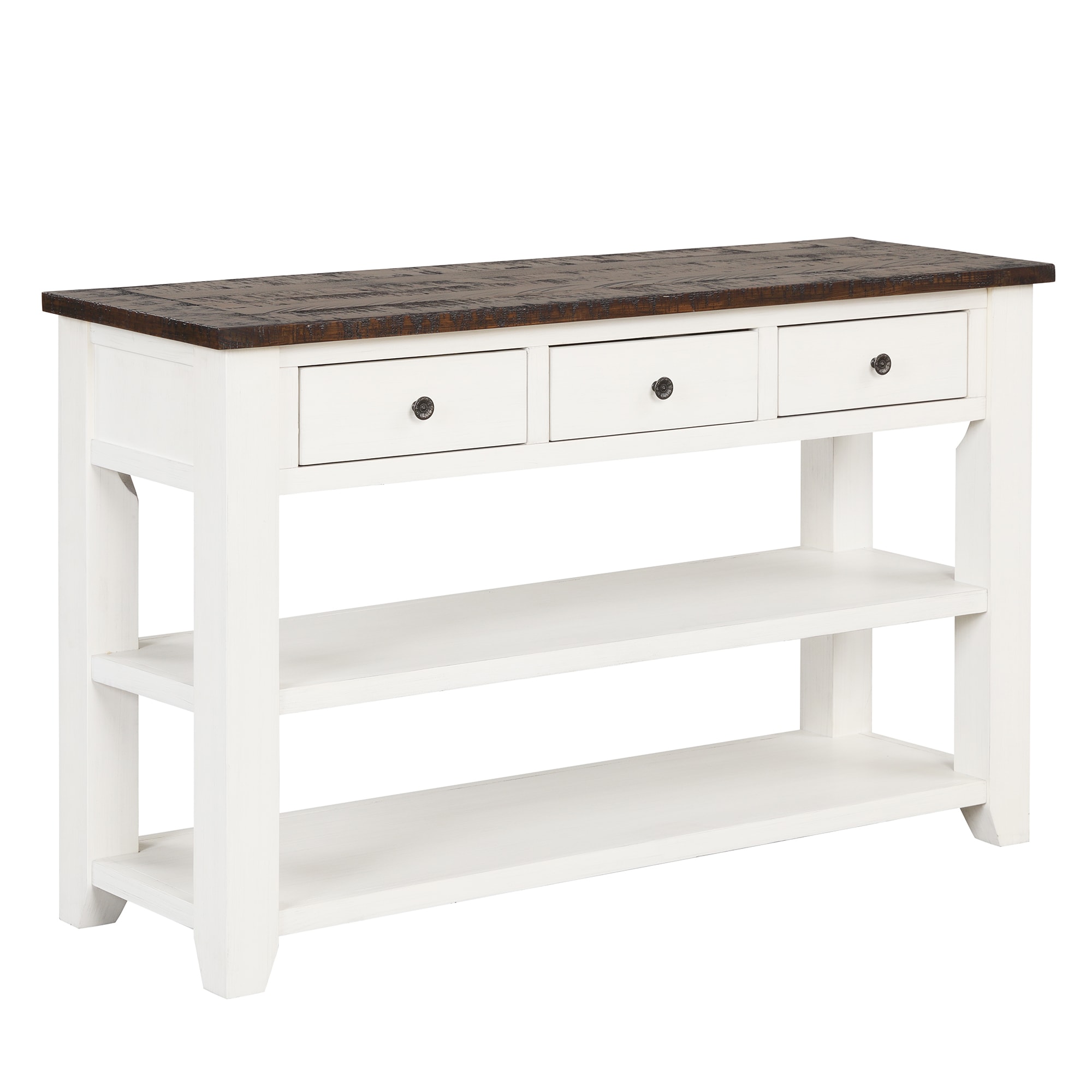 Bybafun YC0900021 Rustic Antique White Console table