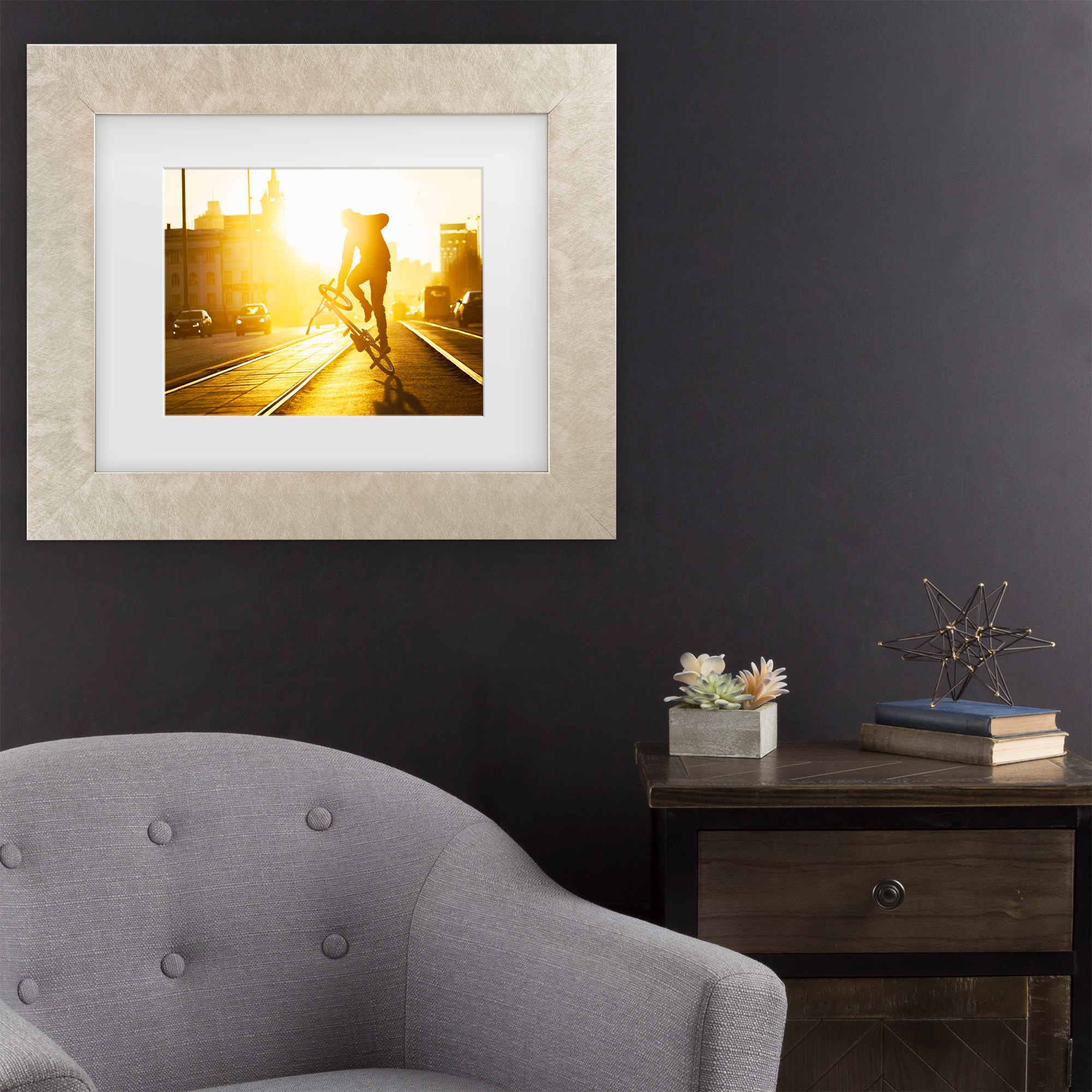 Trademark Fine Art 1X10788-C1114MF Flatland Evgeny Evtushenko Champagne Frame Wood Framed 11-in H x 14-in W Modern Canvas Print