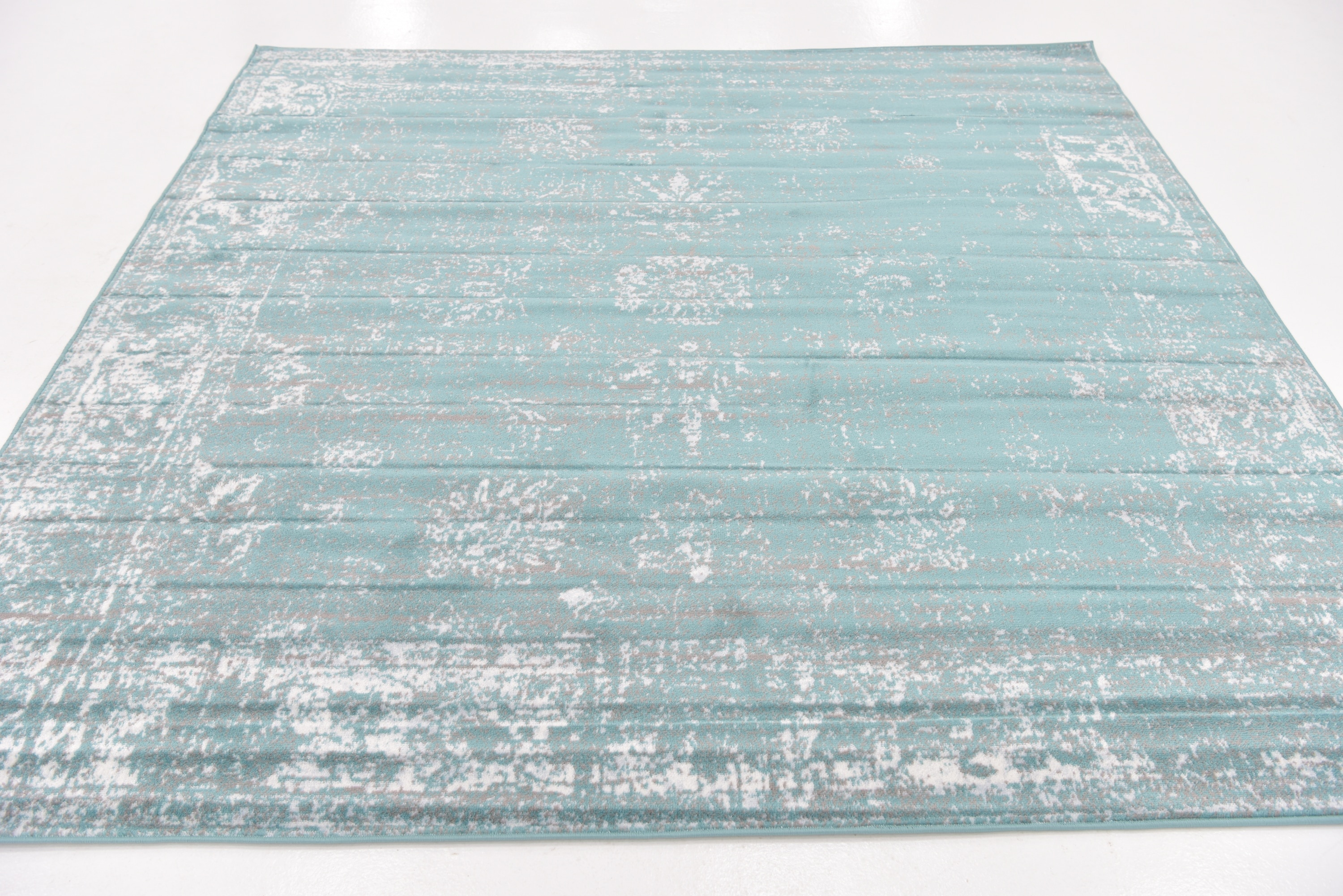 Unique Loom 3141418 Casino Sofia 8 x 8 (ft) Loomed Polypropylene Turquoise/Ivory Square Indoor Medallion Area rug