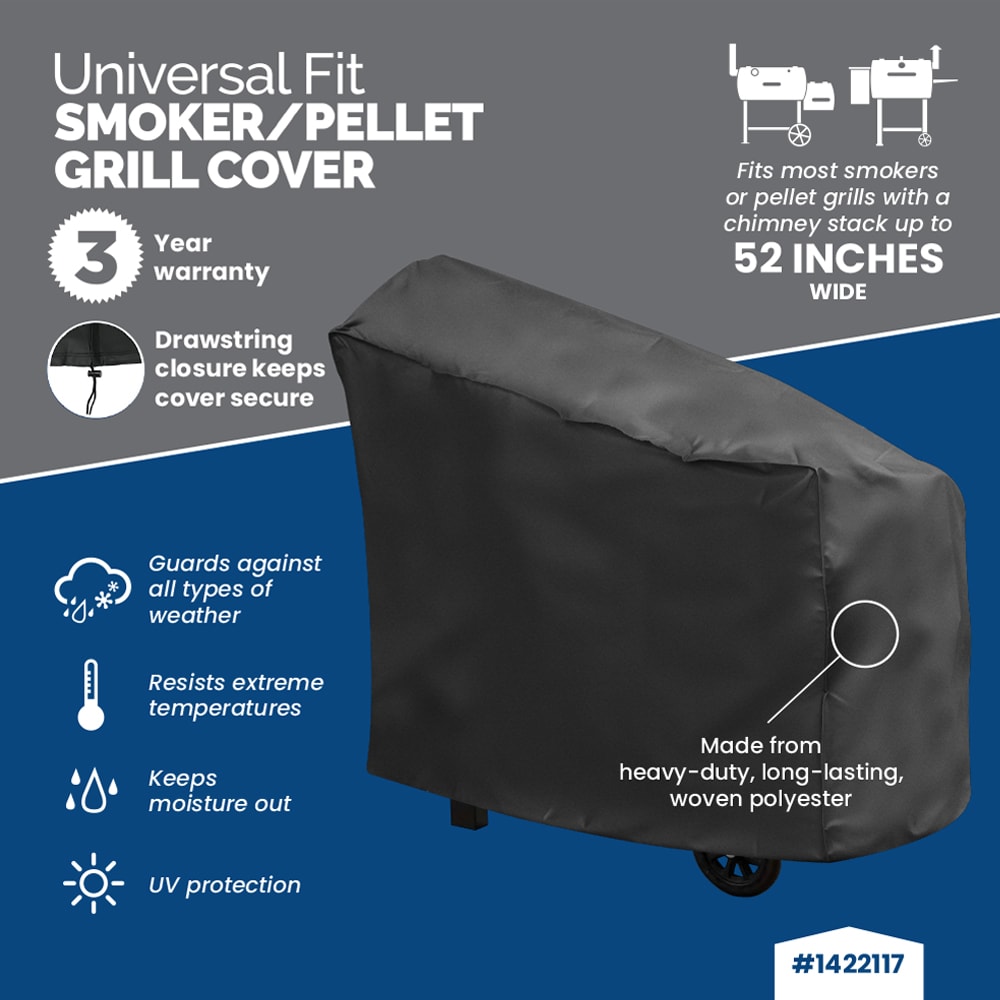 Universal 52-in W x 45-in H Black Charcoal Grill Cover in the Grill ...