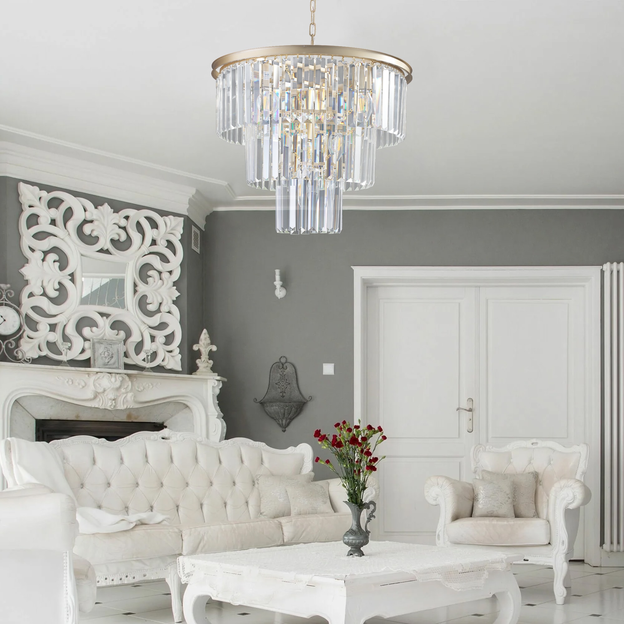 AAZJ LG-P143192 pendant light 1 -Light gold Modern/contemporary Clear glass Lantern Large Hanging Pendant light