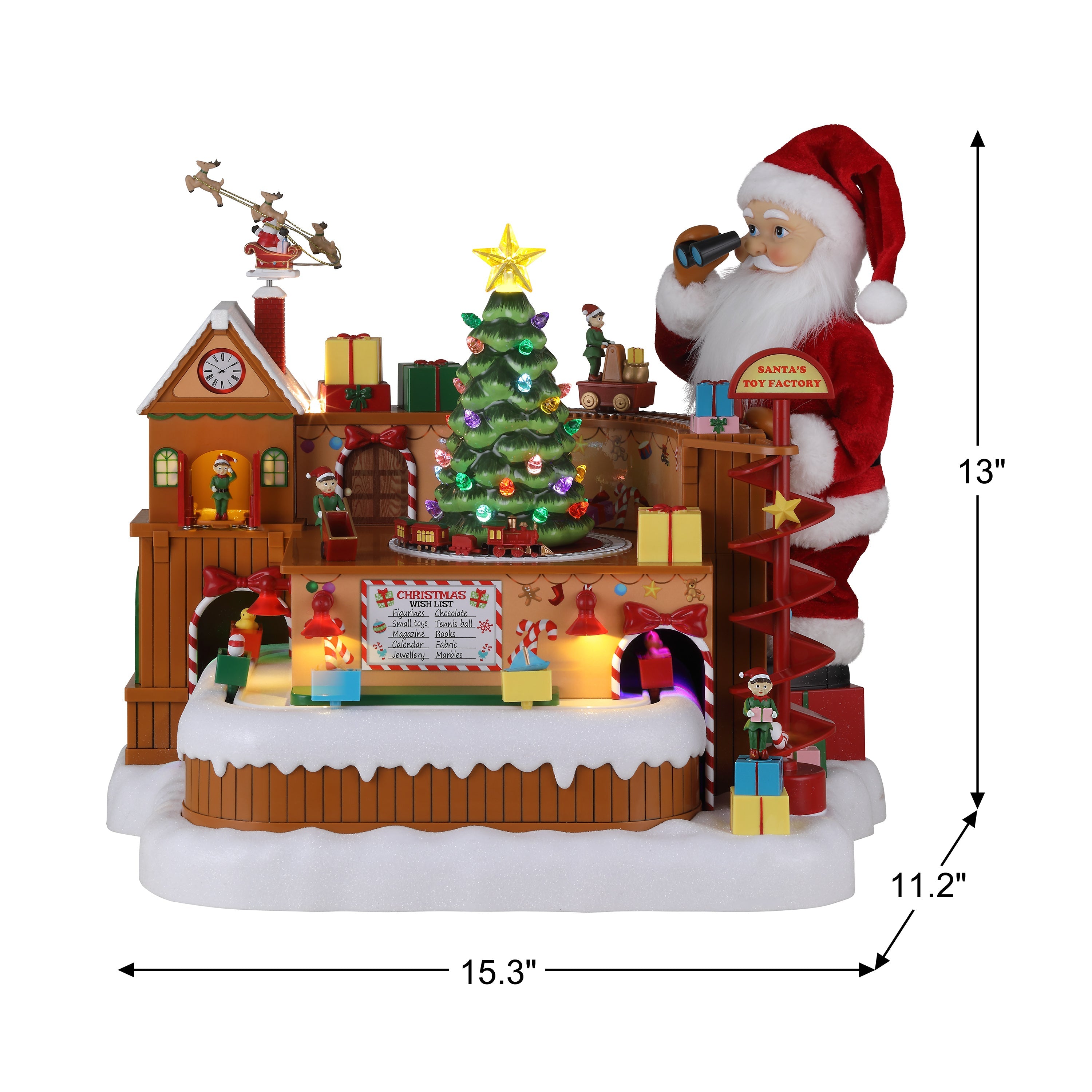 otnasin Mr. Christmasサンタミュージカルワークショップ Mr. Christmas 15 in. Animated Santa's Toy Factory Workshop in the