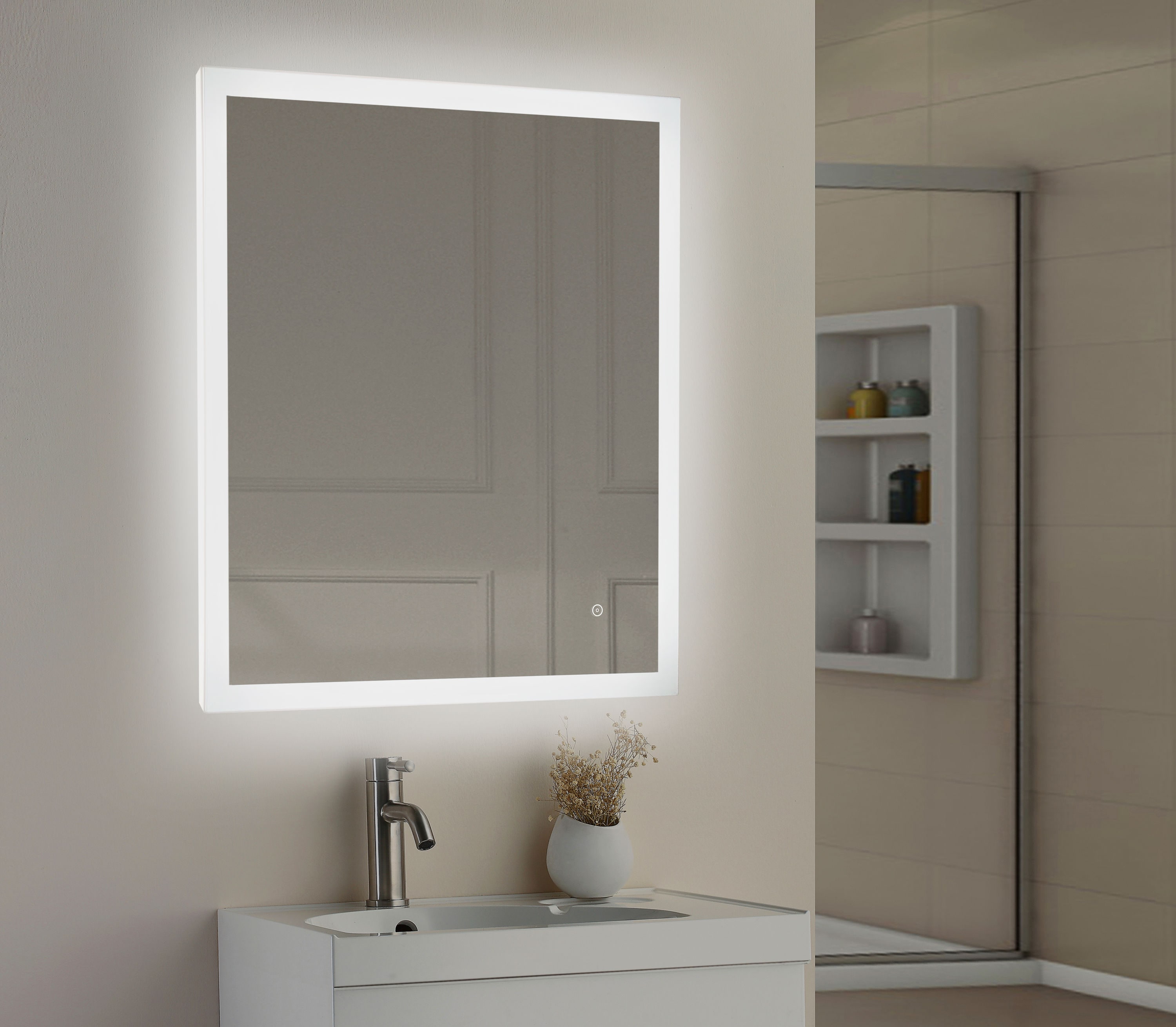 allen + roth 30-in W x 36-in H LED Lighted LED Lit Rectangular Fog Free Frameless Bathroom Vanity Mirror in the Bathroom Mirrors department at Lowes.com