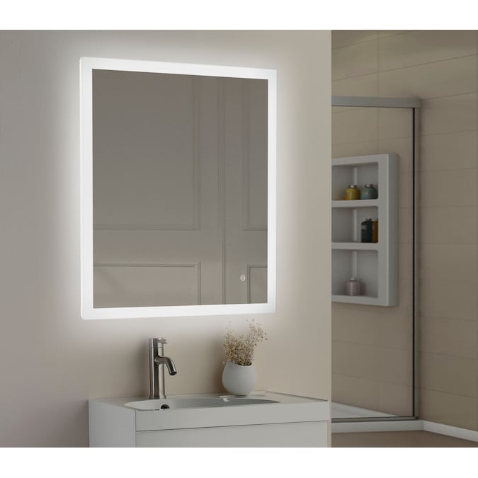 Led Lighted Lit Mirror Rectangular, Plug In Lighted Bathroom Mirror