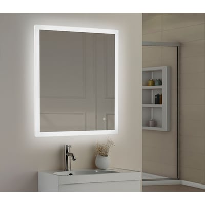 Led Lighted Lit Mirror Rectangular, Lighted Bathroom Mirrors With Storage